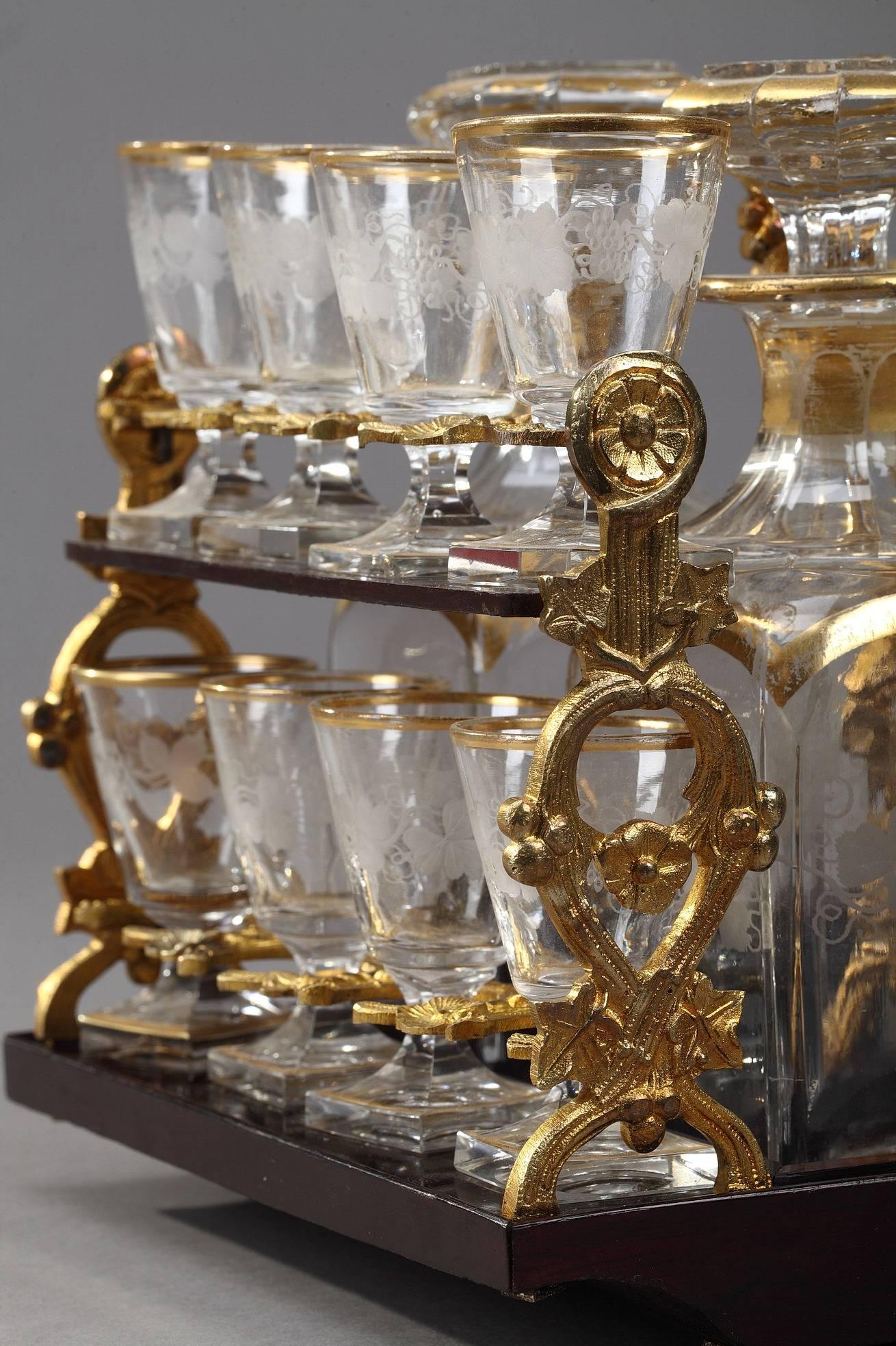 Laiton Crémaillère à liqueur Napoléon III du 19ème siècle en ébène avec incrustation en laiton en vente
