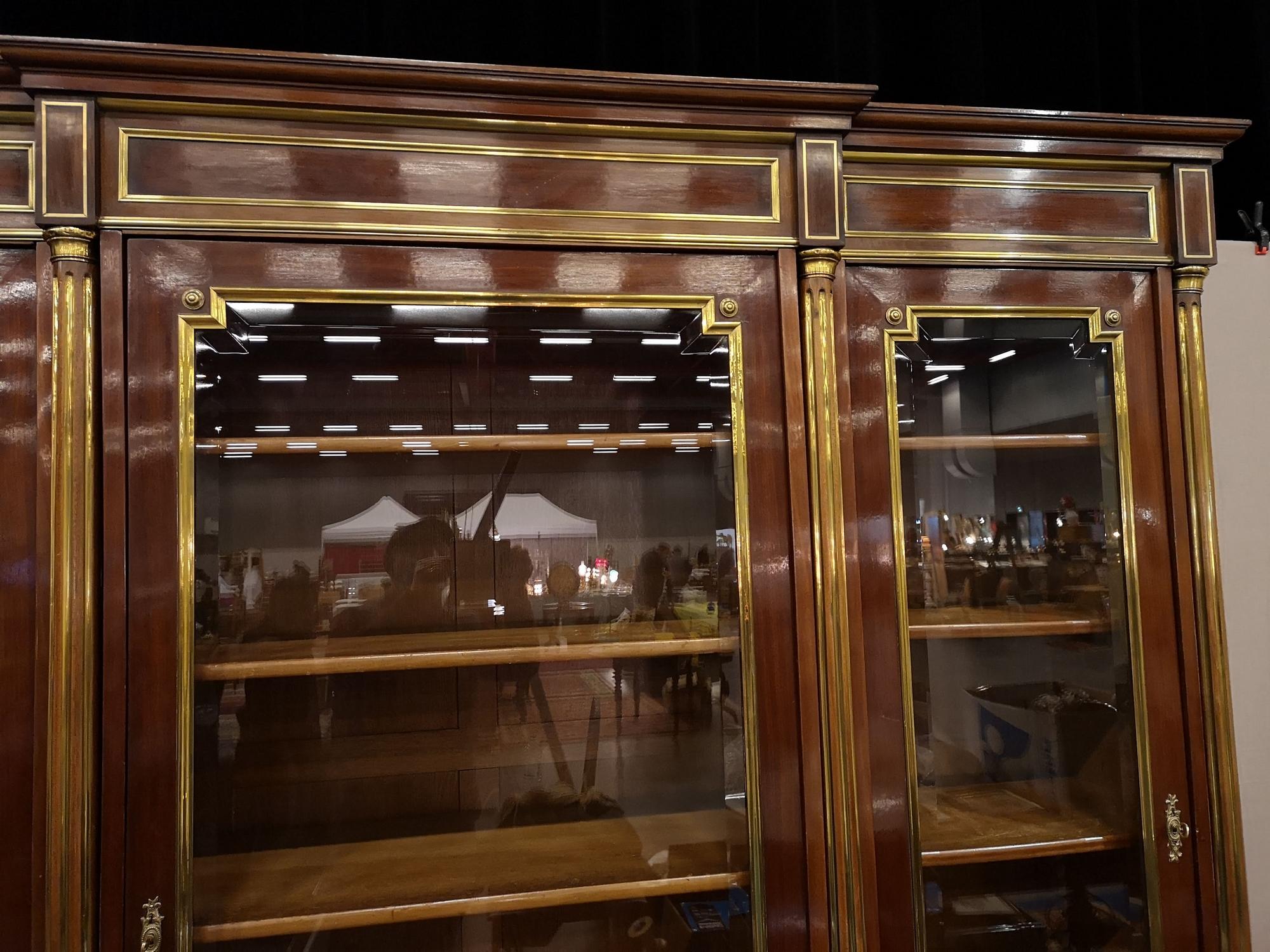 Brass 19th Century Napoléon III Mahogany Bookcase