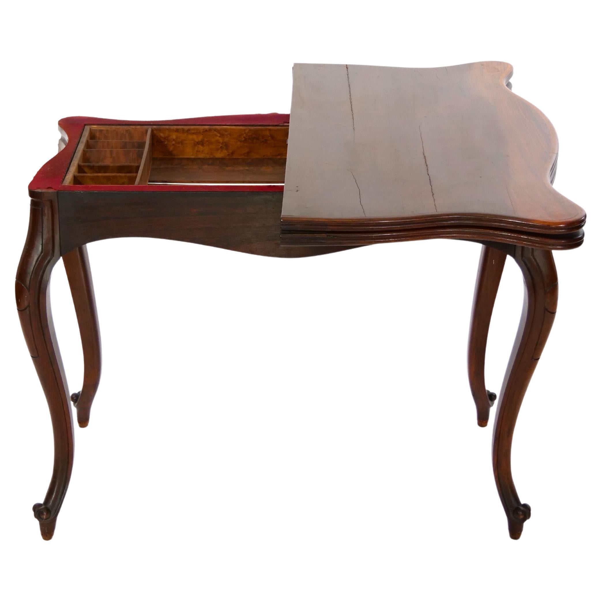 Hand-Carved 19th Century Napoleon III Mahogany  Console / Game Table  For Sale