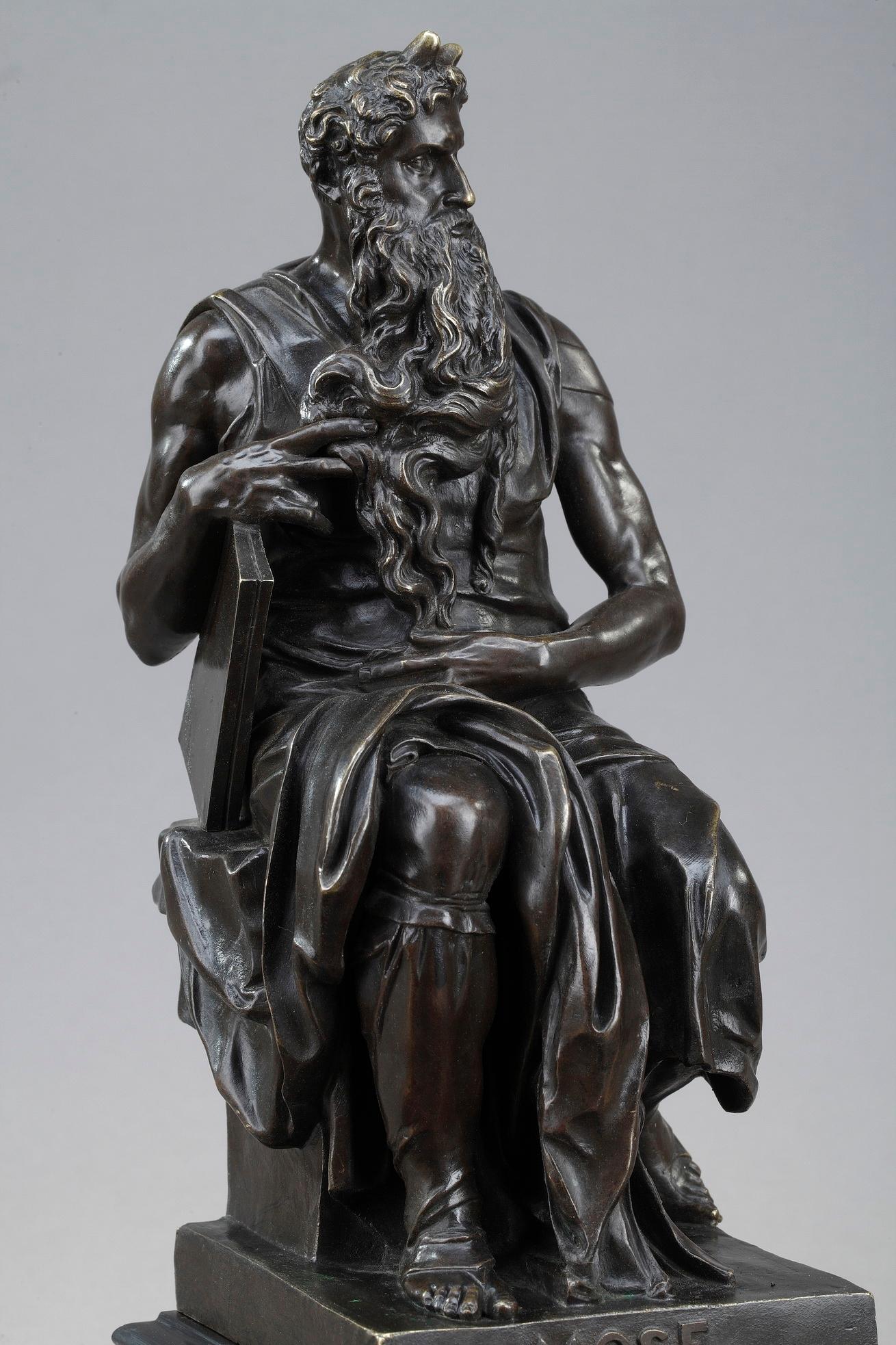 Calamaio in marmo Napoleone III del XIX secolo Mosè di Michelangelo in vendita 4