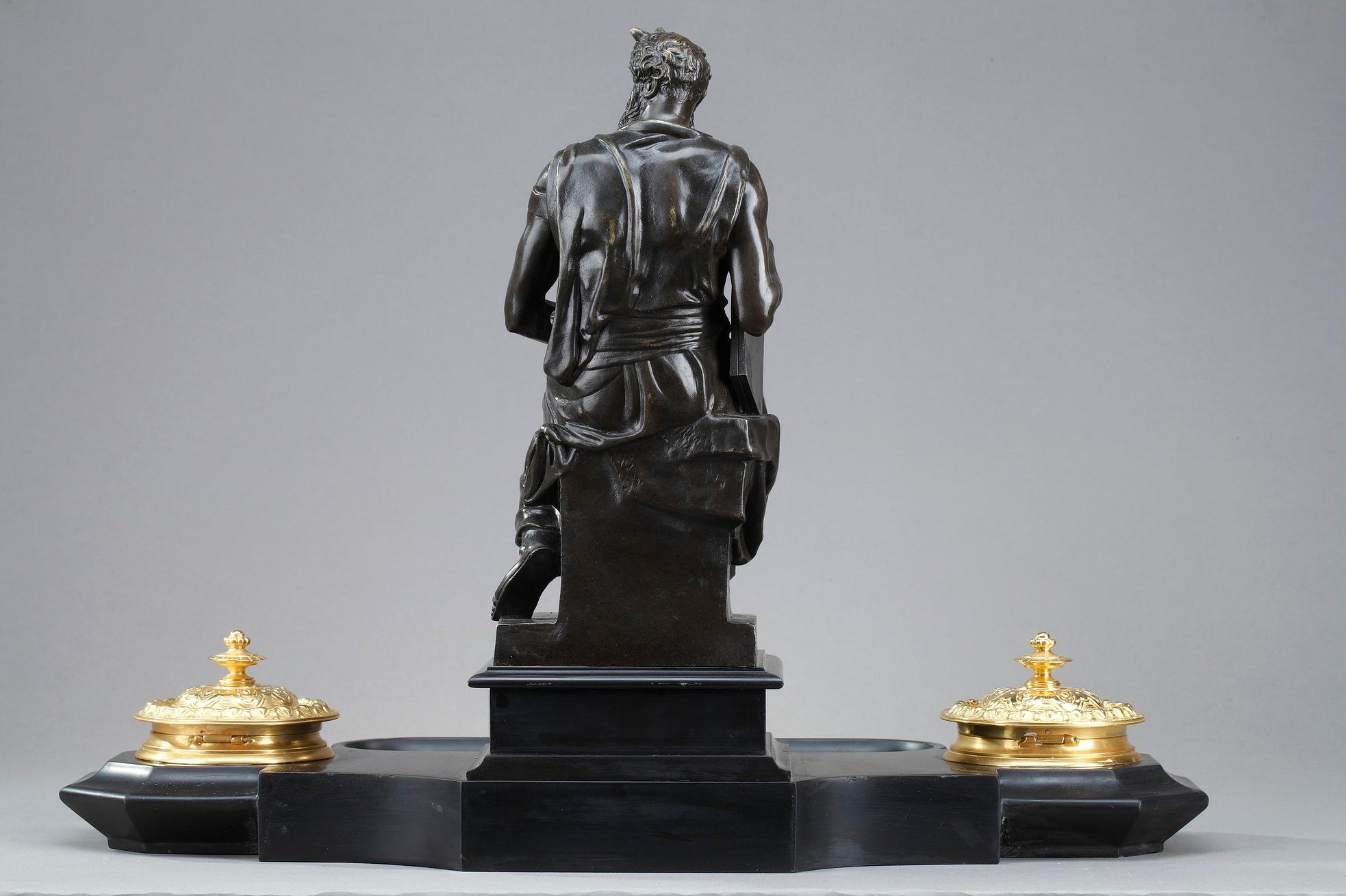 Marmo Calamaio in marmo Napoleone III del XIX secolo Mosè di Michelangelo in vendita