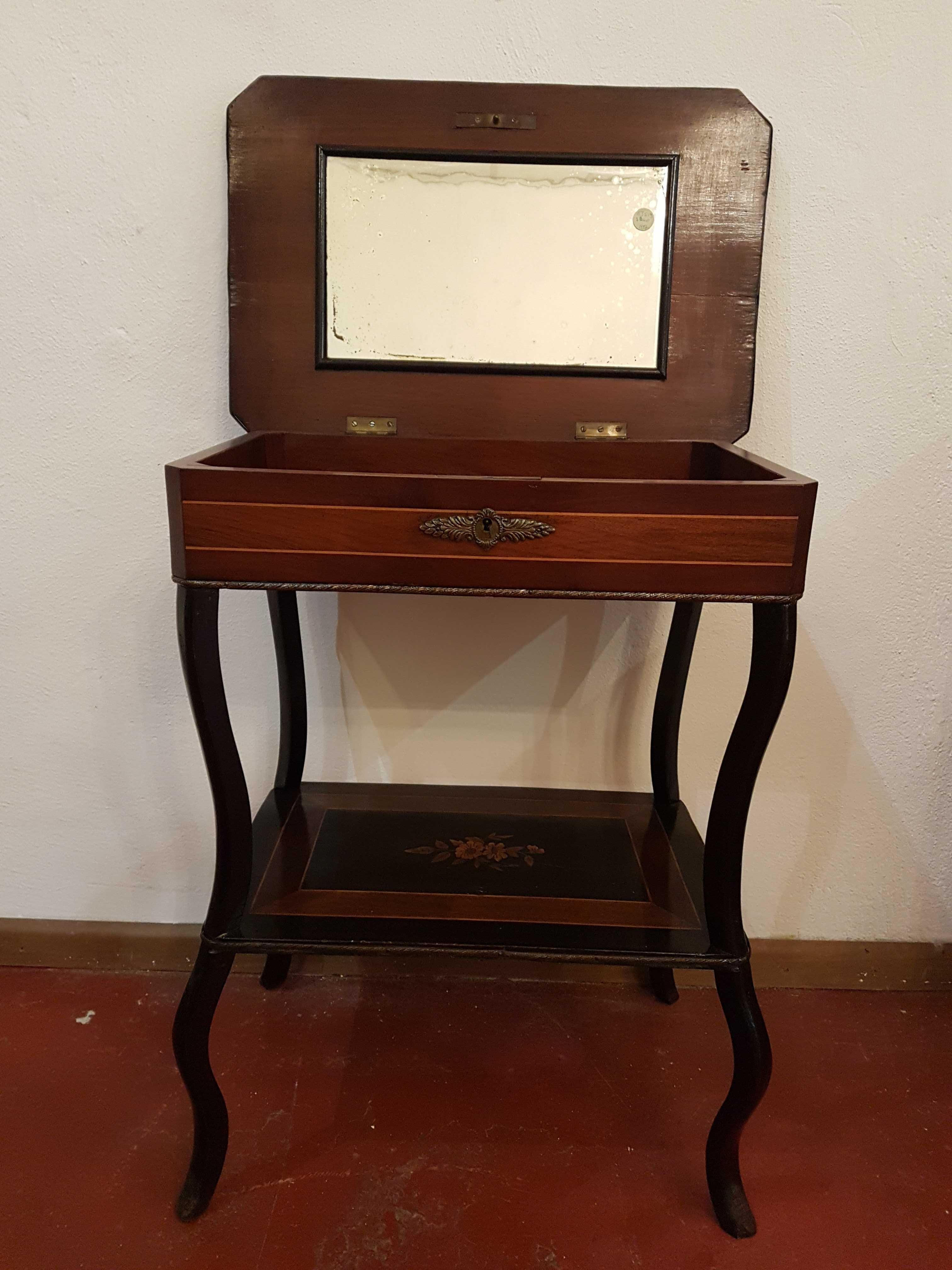 Mid-19th Century 19th Century Napoleon III Marquerty Vanity Side Table, France, circa 1860 For Sale