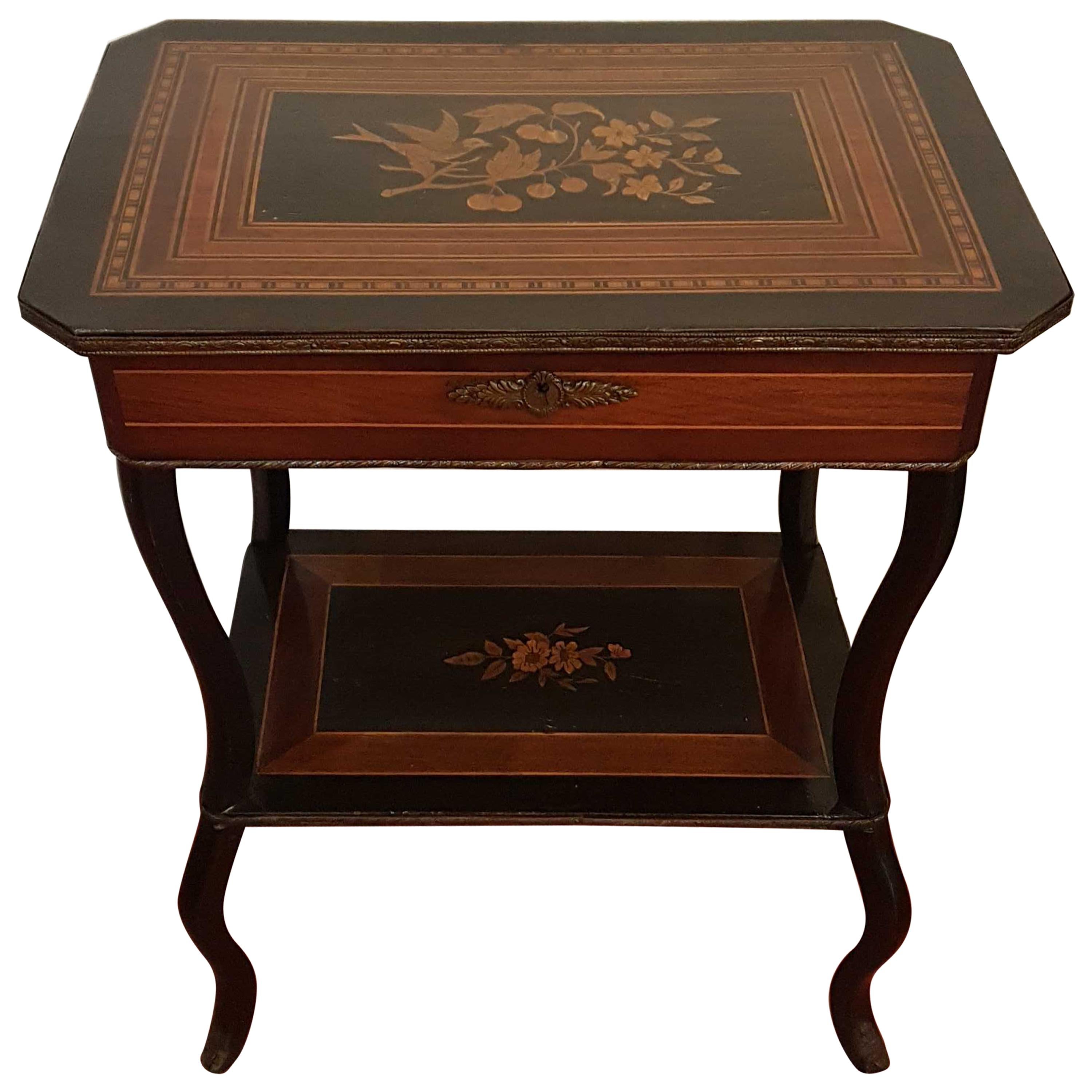 19th Century Napoleon III Marquerty Vanity Side Table, France, circa 1860 For Sale