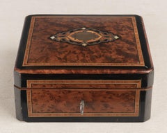 19th Century Napoleon III Marquetry Box, Mother of Pearl Inlay