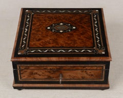 19th Century Napoleon III Marquetry Box, Mother of Pearl Inlay