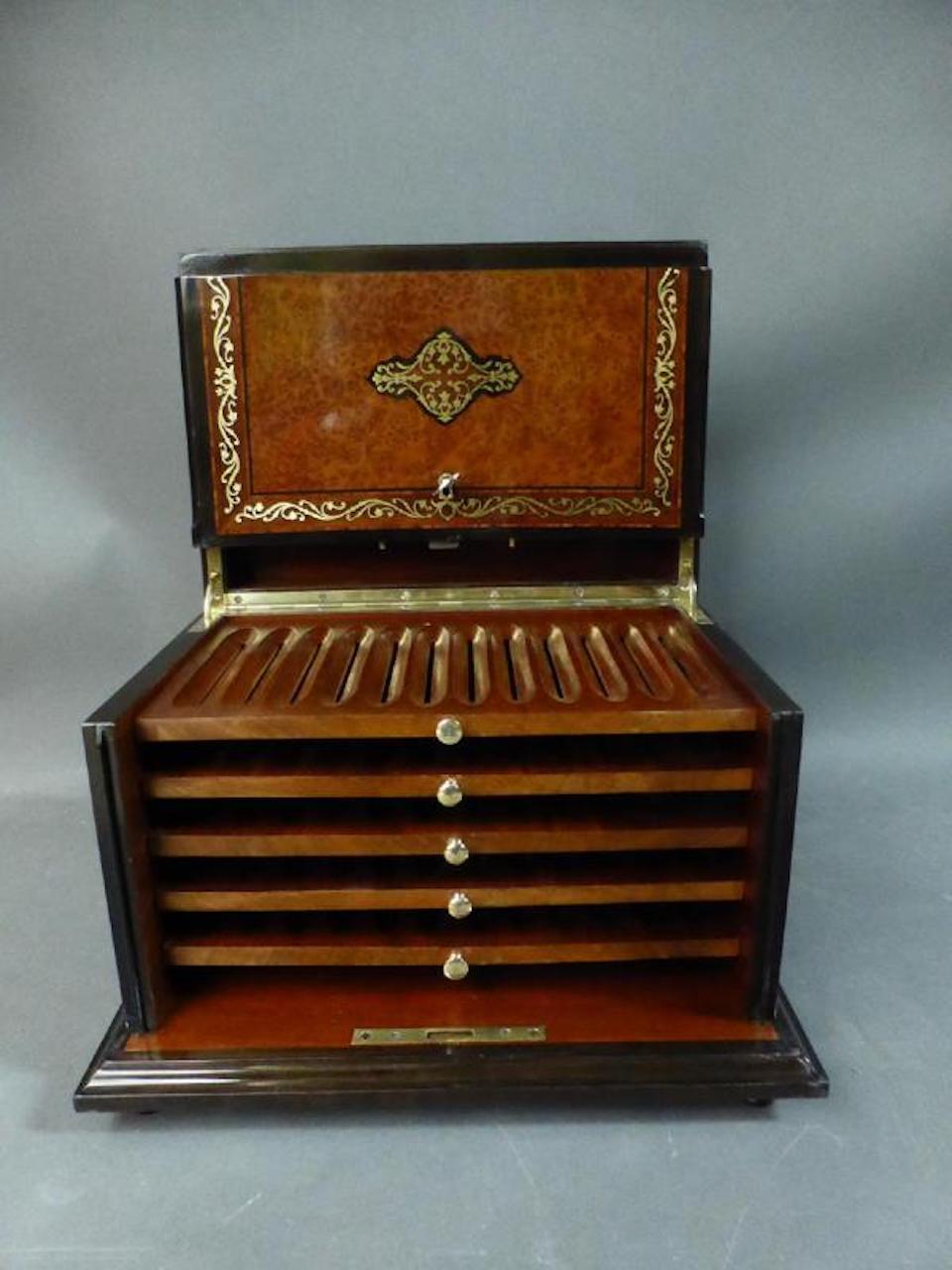 19th Century Napoleon III Marquetry Cigar Cellar, 1850s 4