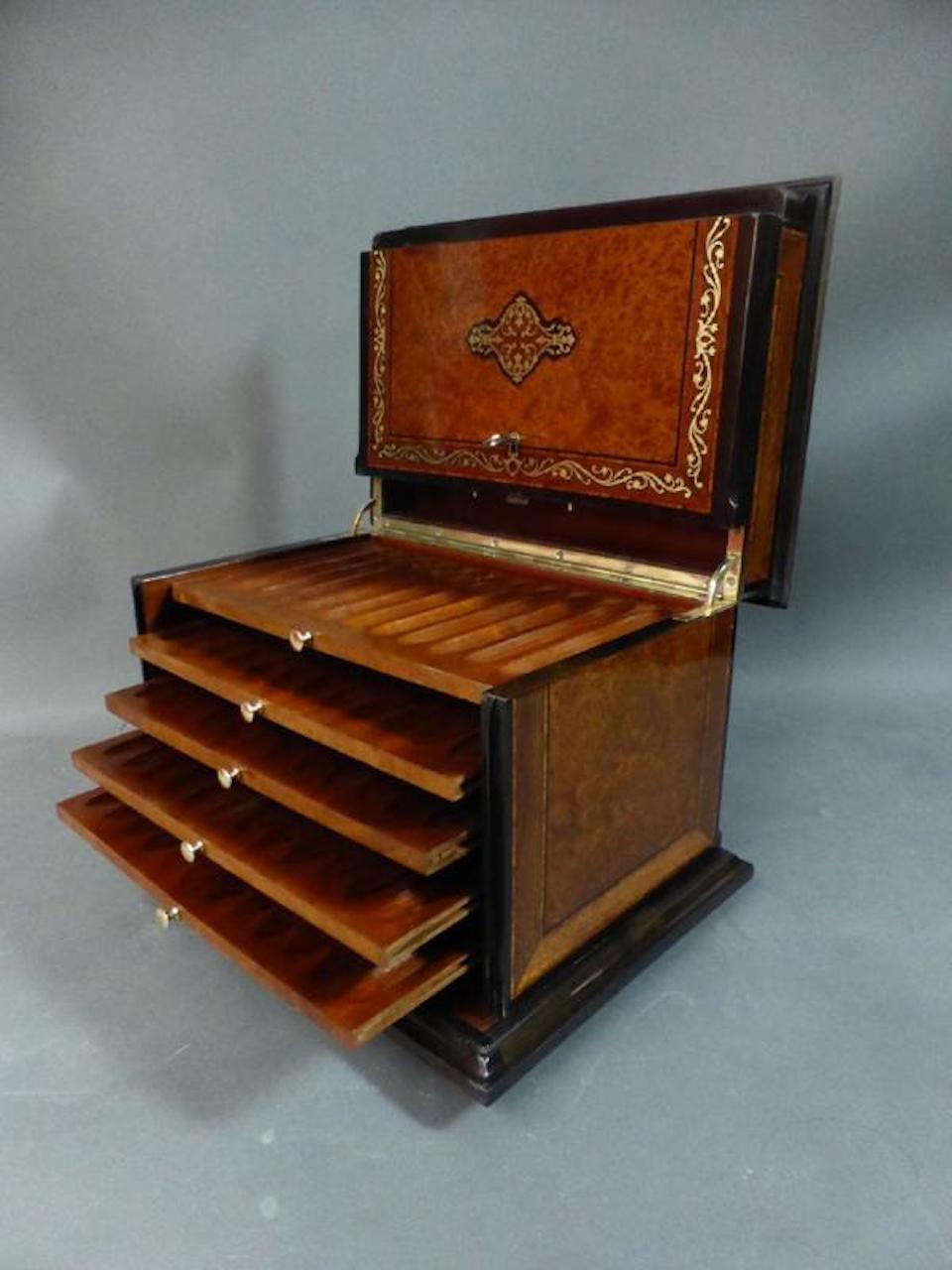 19th Century Napoleon III Marquetry Cigar Cellar, 1850s 5