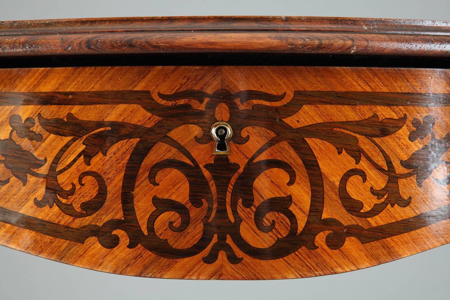 French 19th Century Napoleon III Marquetry Sewing Table