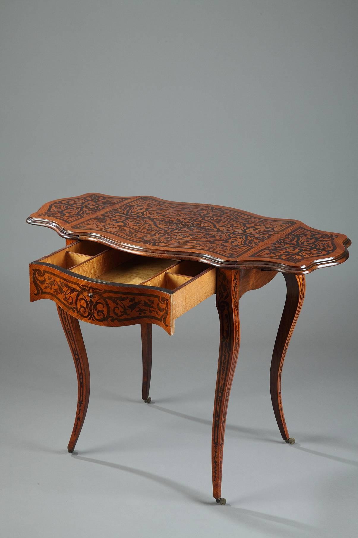 19th Century Napoleon III Marquetry Sewing Table 2