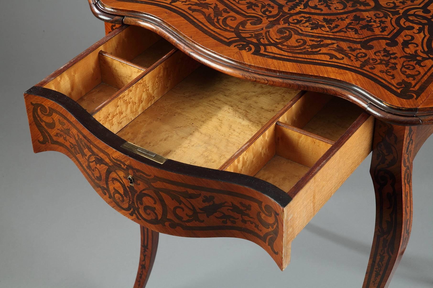 19th Century Napoleon III Marquetry Sewing Table 3