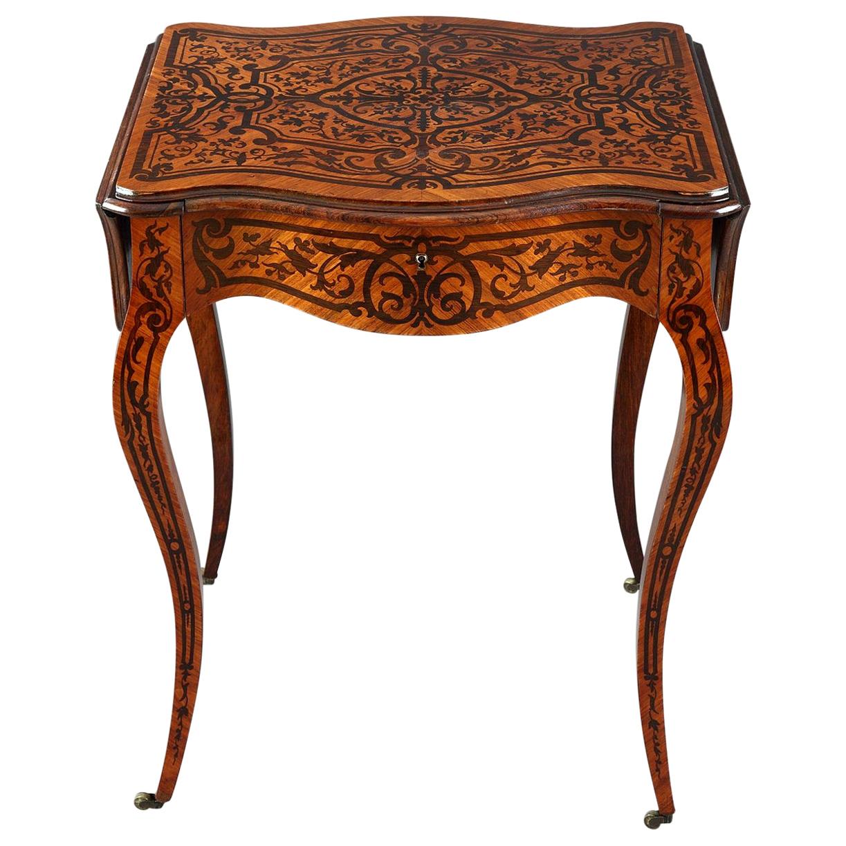 19th Century Napoleon III Marquetry Sewing Table