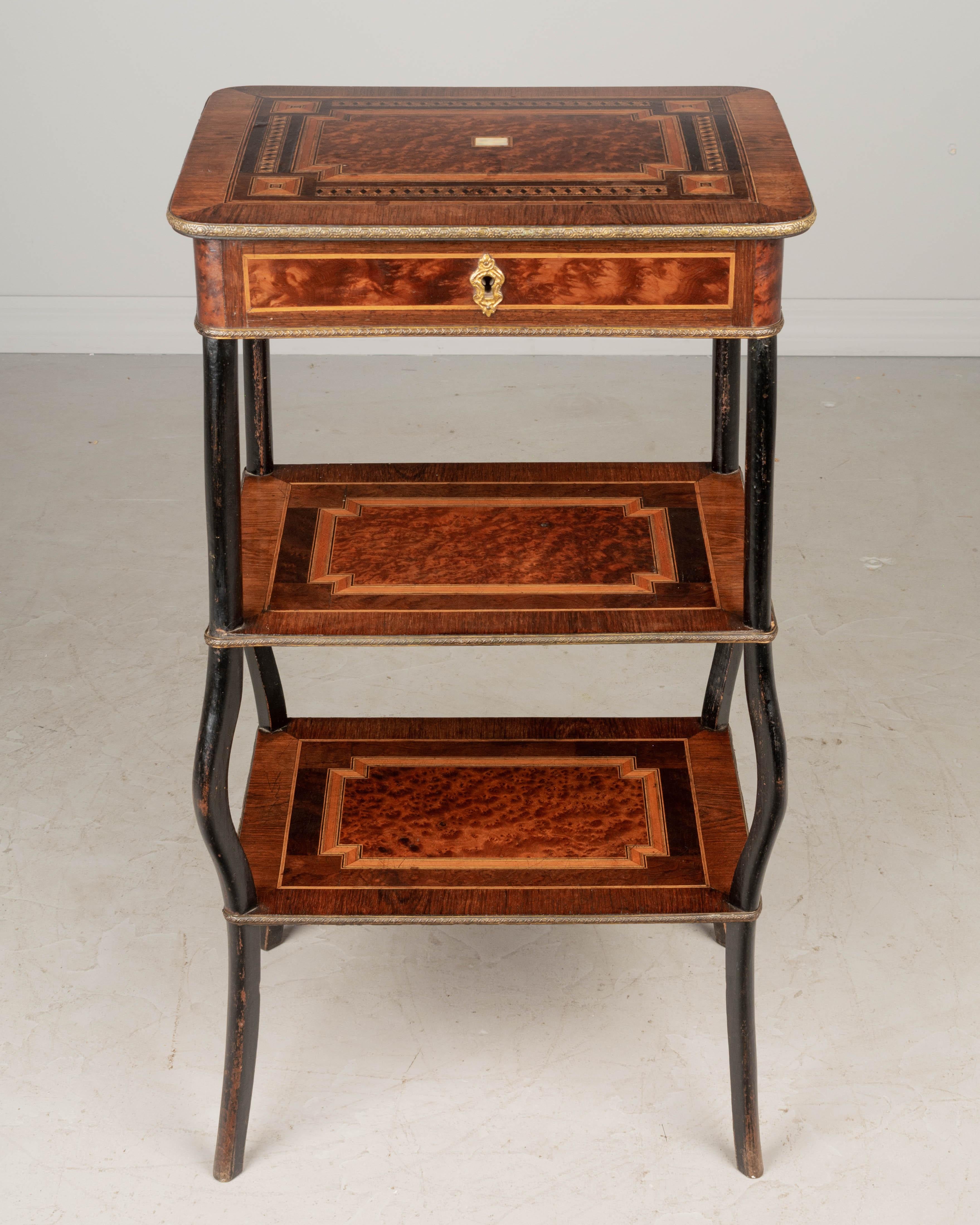 19th Century Napoleon III Marquetry Tiered Table 4