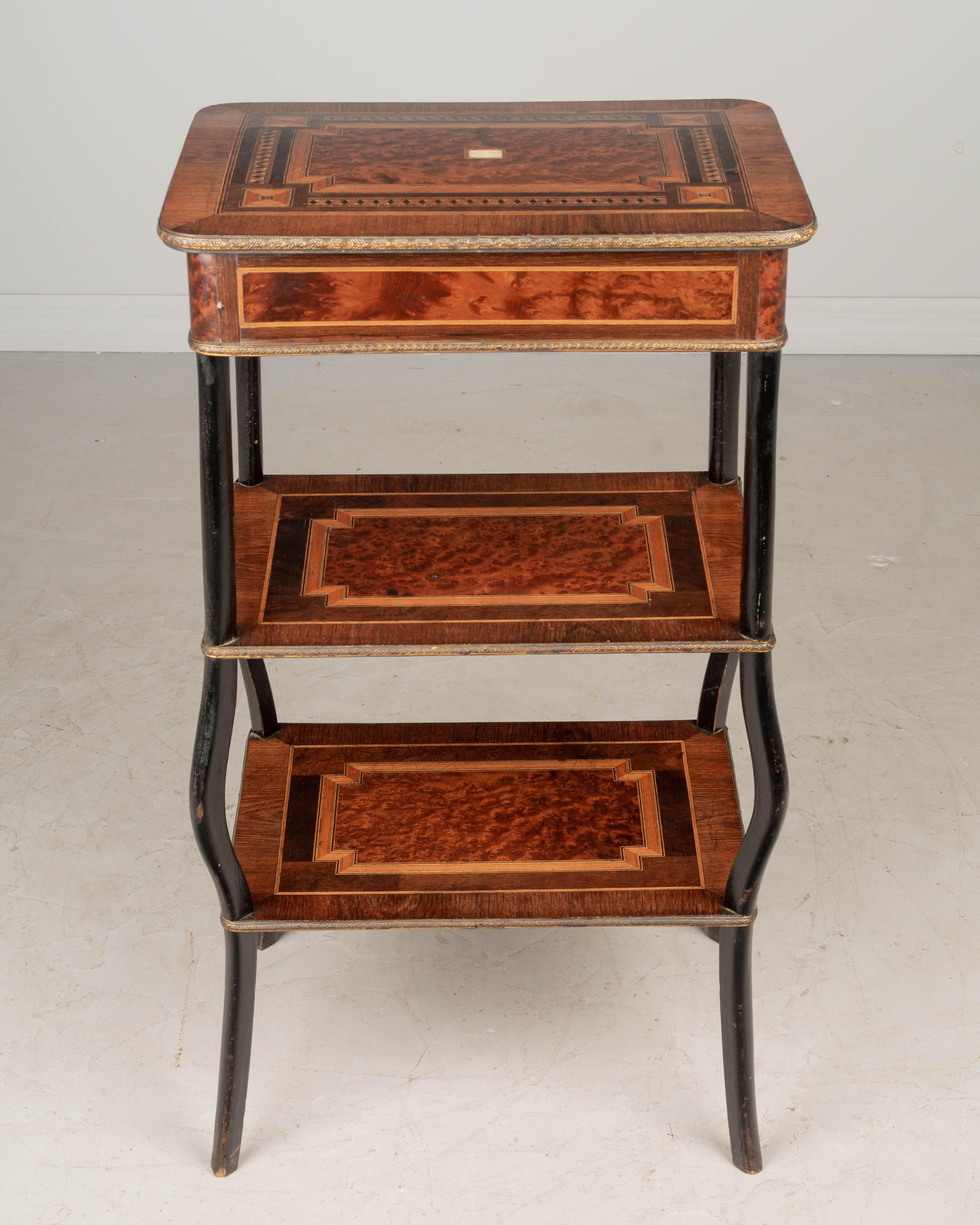 19th Century Napoleon III Marquetry Tiered Table 5
