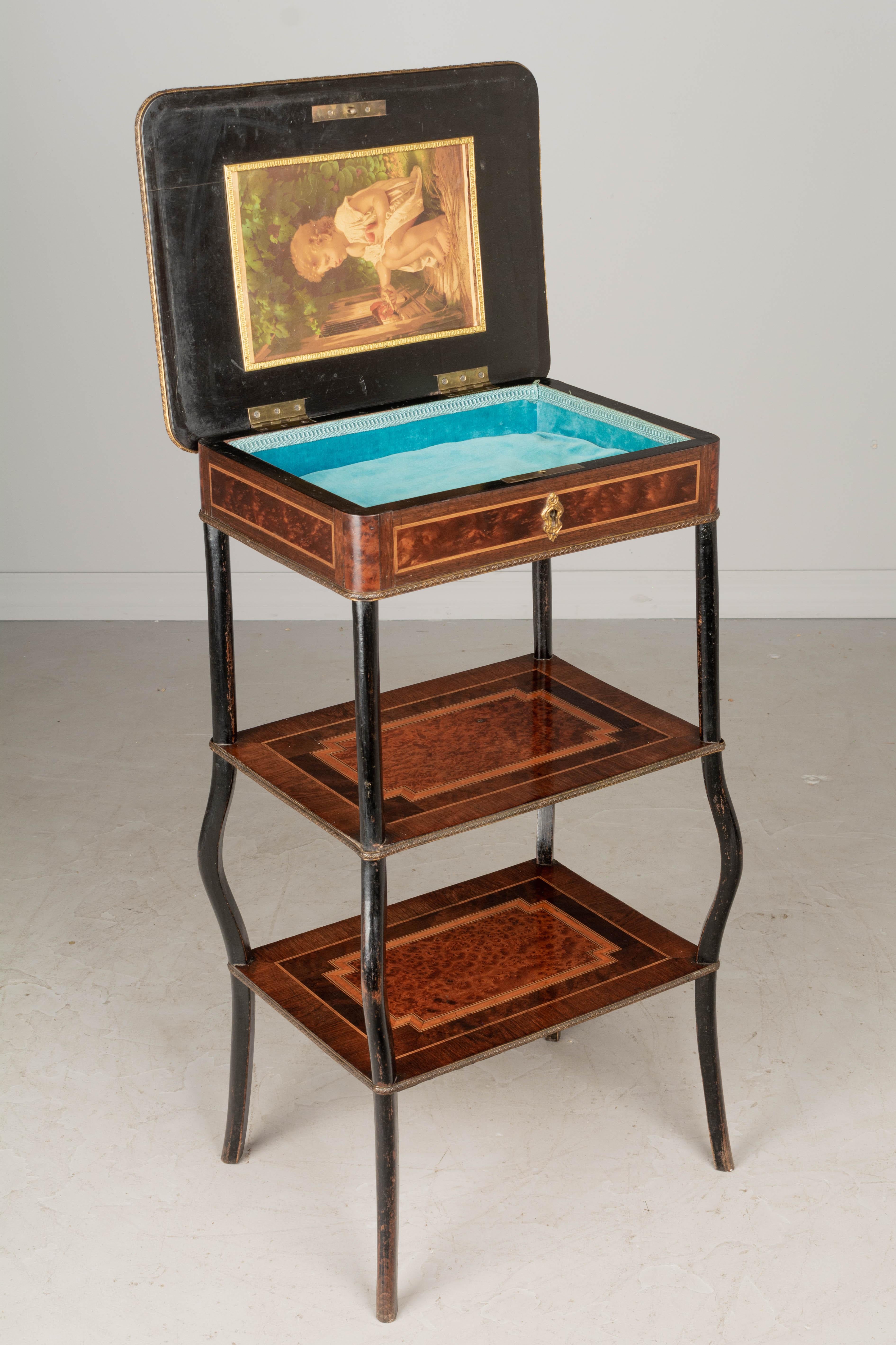 French 19th Century Napoleon III Marquetry Tiered Table