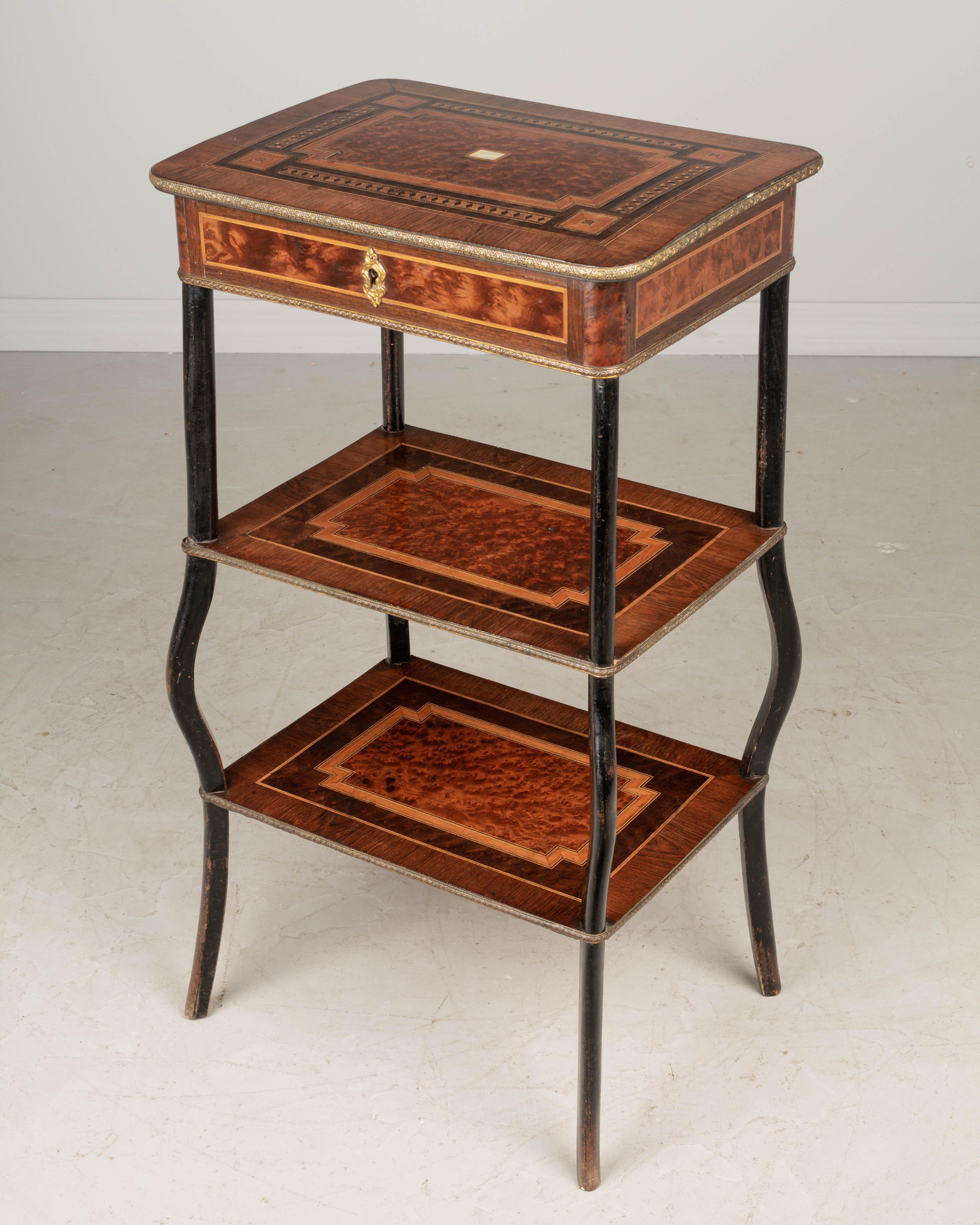19th Century Napoleon III Marquetry Tiered Table 2