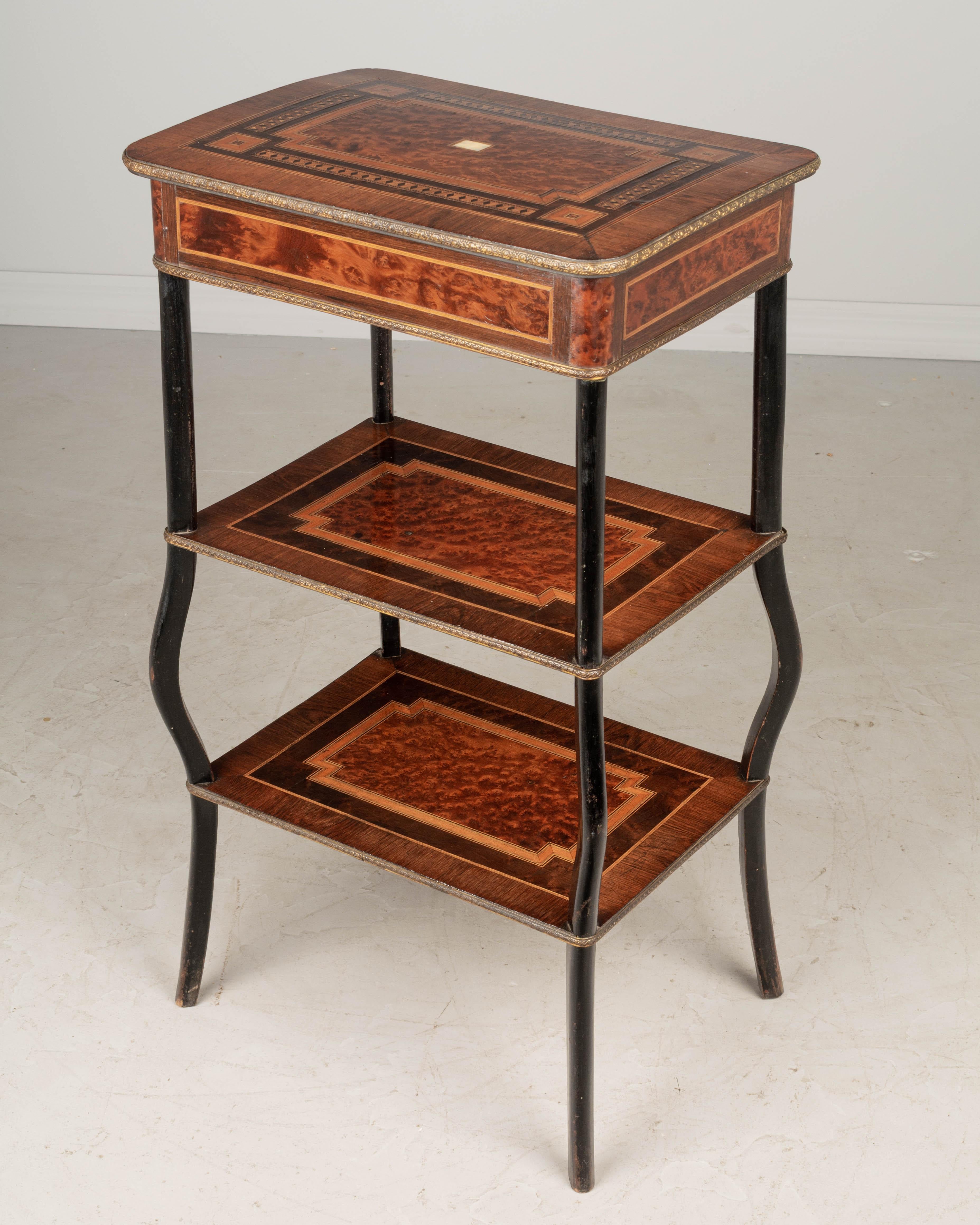 19th Century Napoleon III Marquetry Tiered Table 3