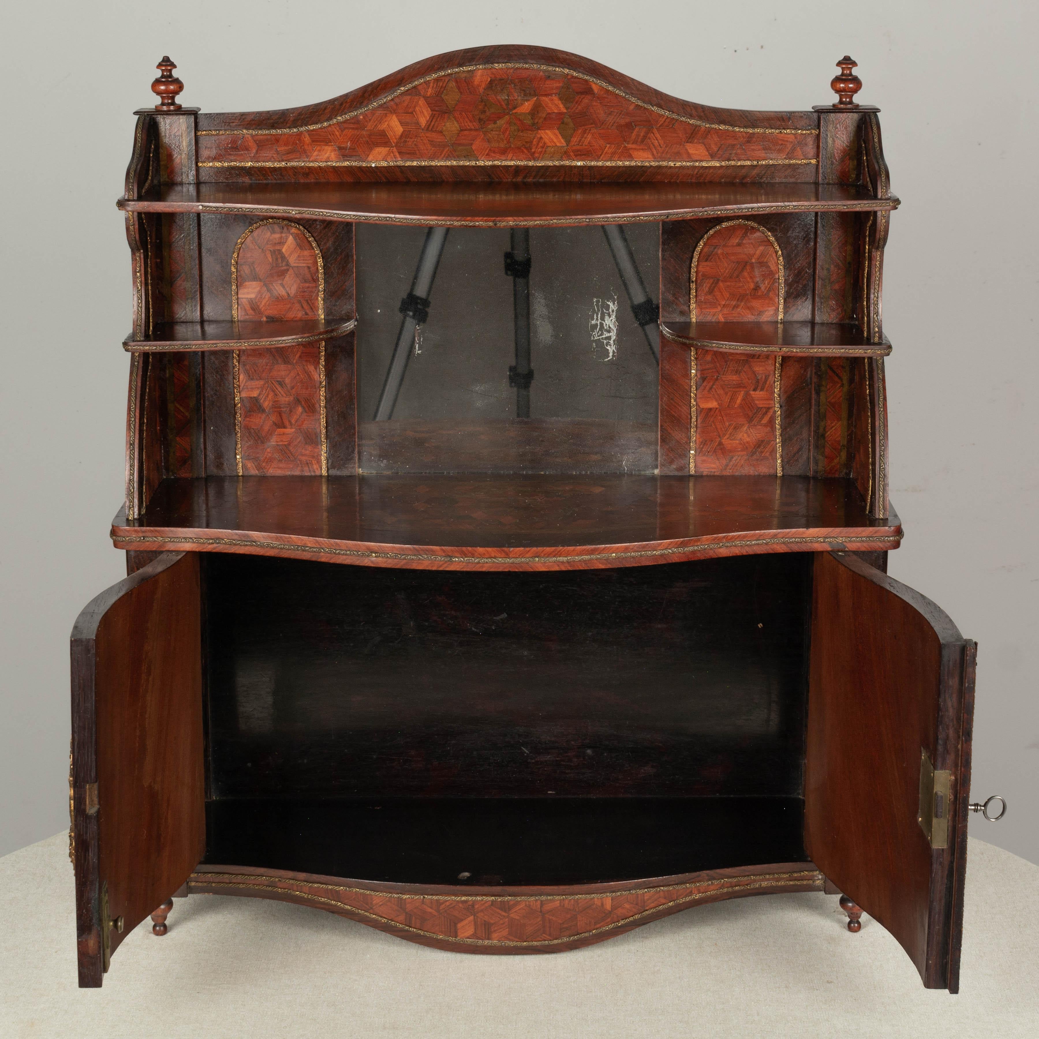 19th Century Napoleon III Marquetry Wall Cabinet For Sale 1