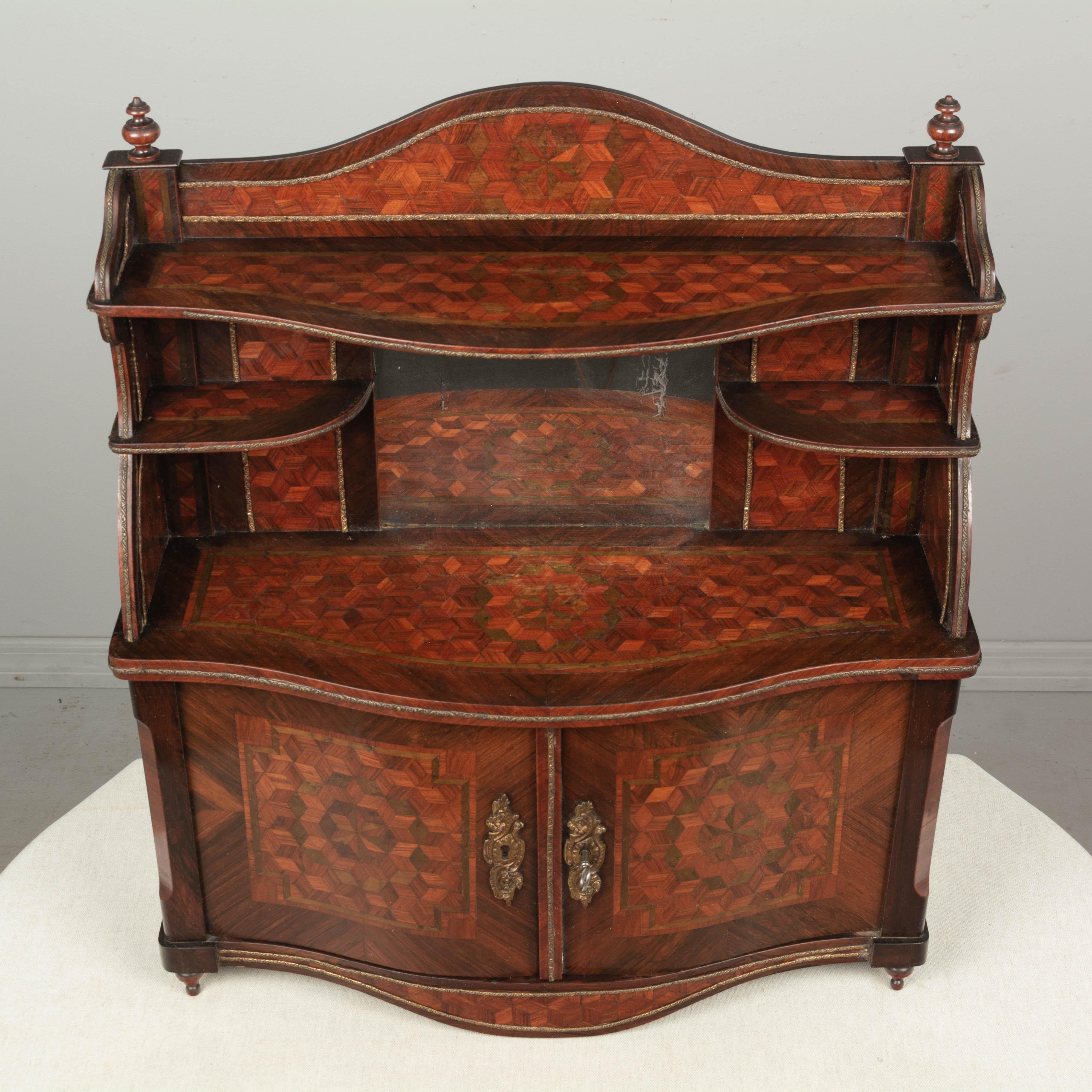 19th Century Napoleon III Marquetry Wall Cabinet For Sale 4