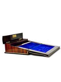 Caja de escritura del siglo XIX con marquetería de la época de Napoleón III y tinteros