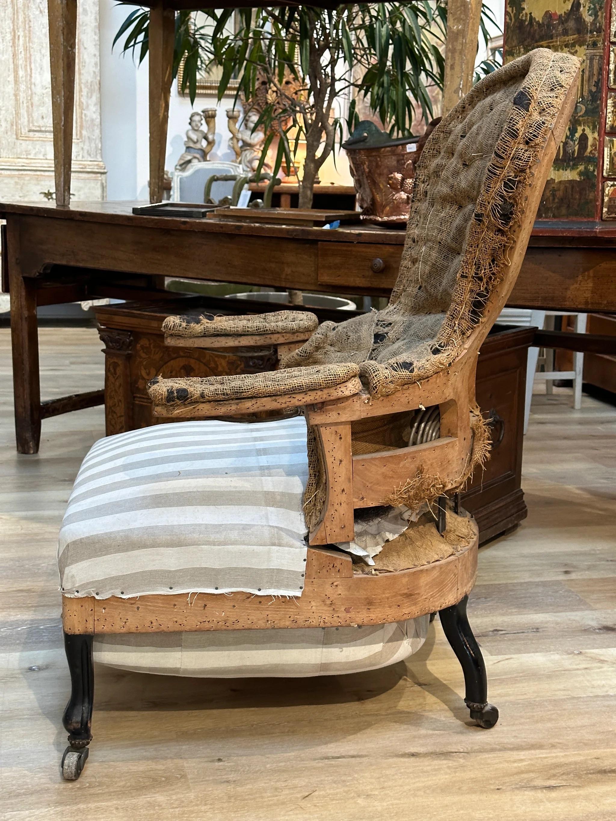 19th Century Napoleon III Mechanical Reading Chair Deconstructed In Fair Condition For Sale In Charlottesville, VA