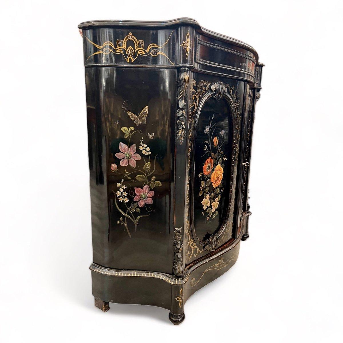 19th Century Napoleon III 'Meuble d'Appui' Buffet in Black Lacquered Wood For Sale 1