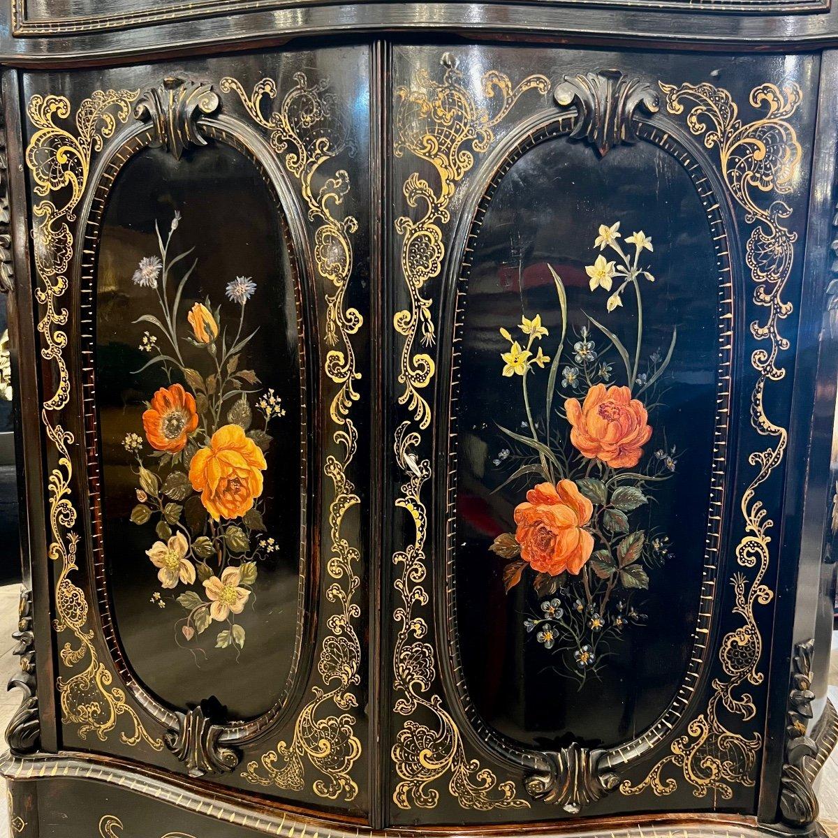 19th Century Napoleon III 'Meuble d'Appui' Buffet in Black Lacquered Wood For Sale 2