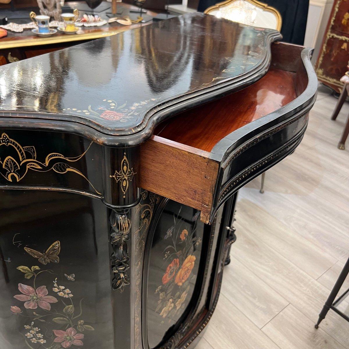 19th Century Napoleon III 'Meuble d'Appui' Buffet in Black Lacquered Wood For Sale 4