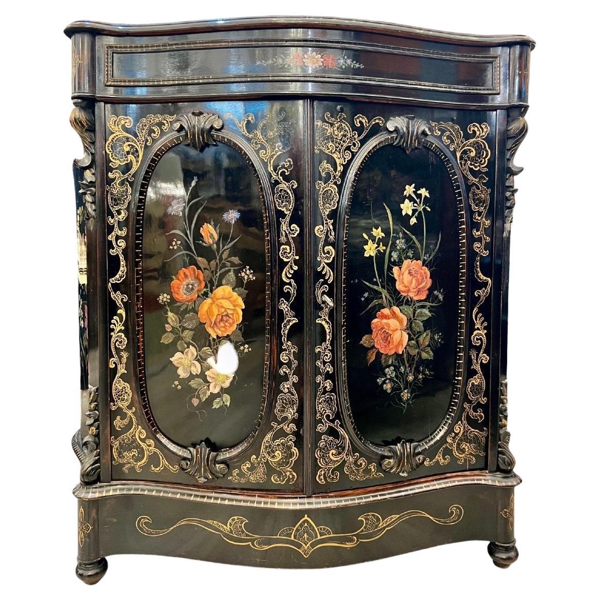 19th Century Napoleon III 'Meuble d'Appui' Buffet in Black Lacquered Wood For Sale