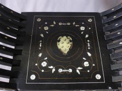 19. Jahrhundert Napoleon III.-Stuhl aus Perlmutt und geschwärztem Holz