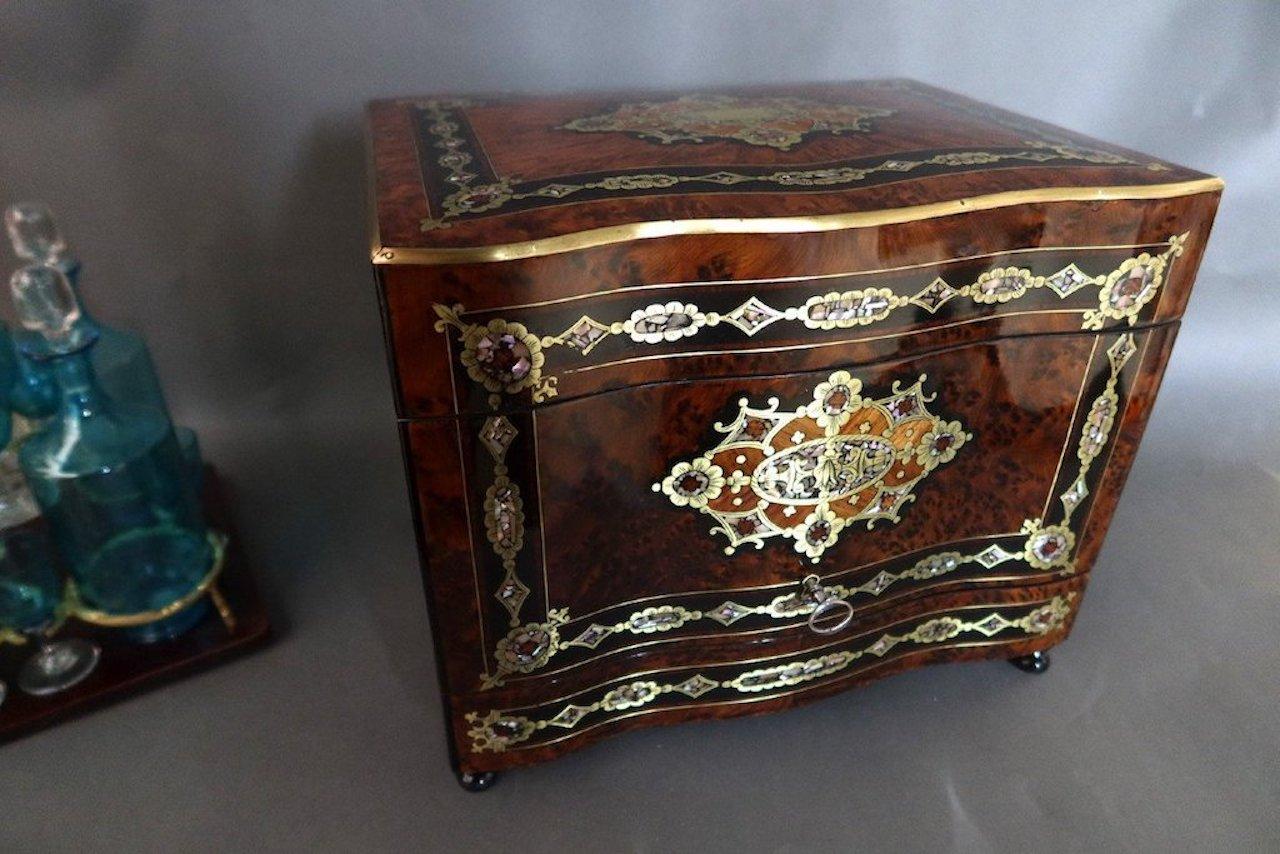 French 19th Century Napoleon III Mother-of-pearl and Brass Liquor Cellar