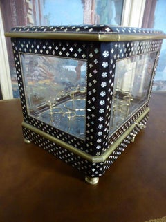 19th Century Napoleon III Mother of Pearl and Crystal Baccarat Liquor Cellar