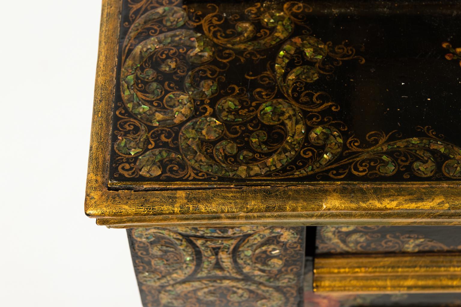 19th Century Napoleon III Mother of Pearl and Papier Mâché Cabinet For Sale 7
