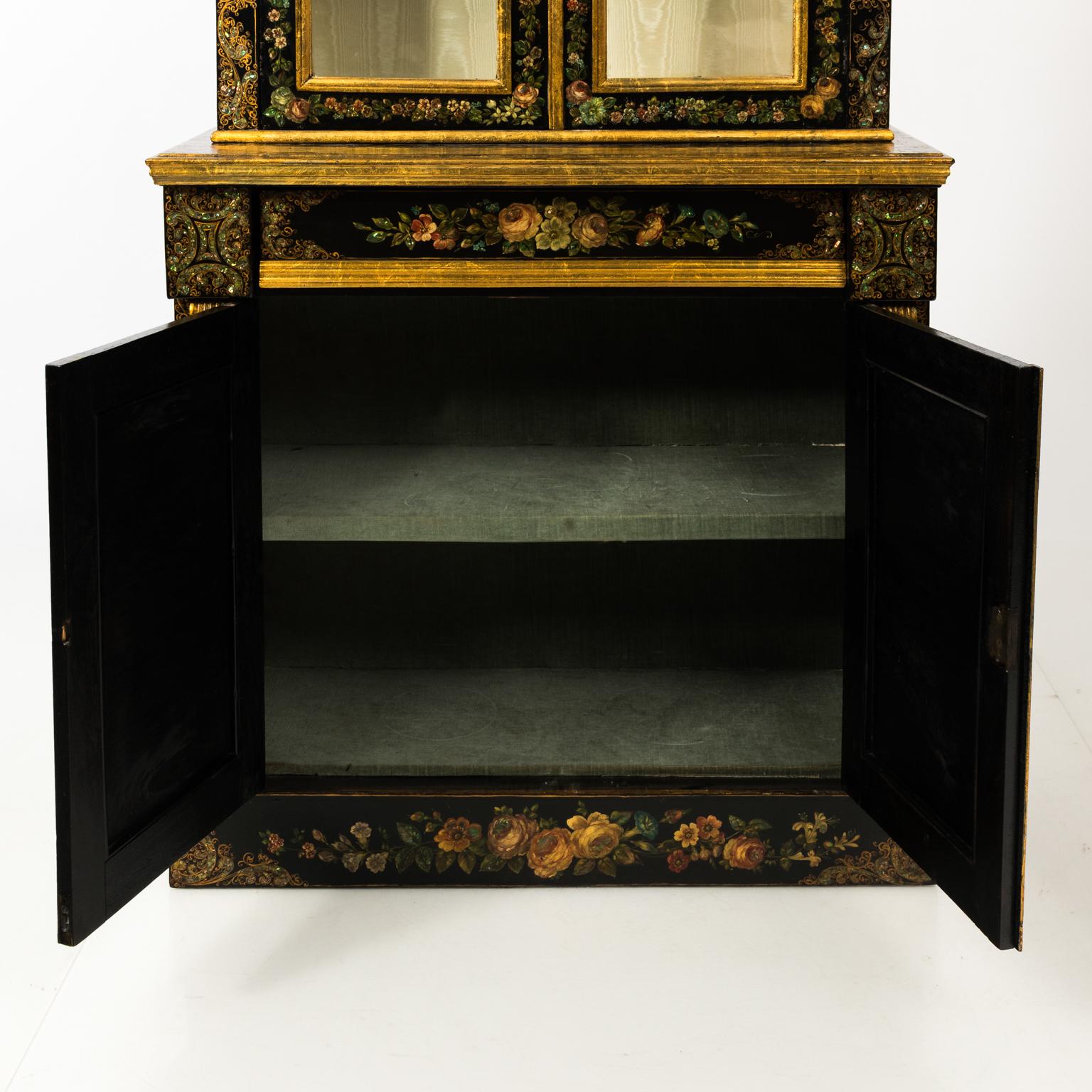 19th Century Napoleon III Mother of Pearl and Papier Mâché Cabinet For Sale 11