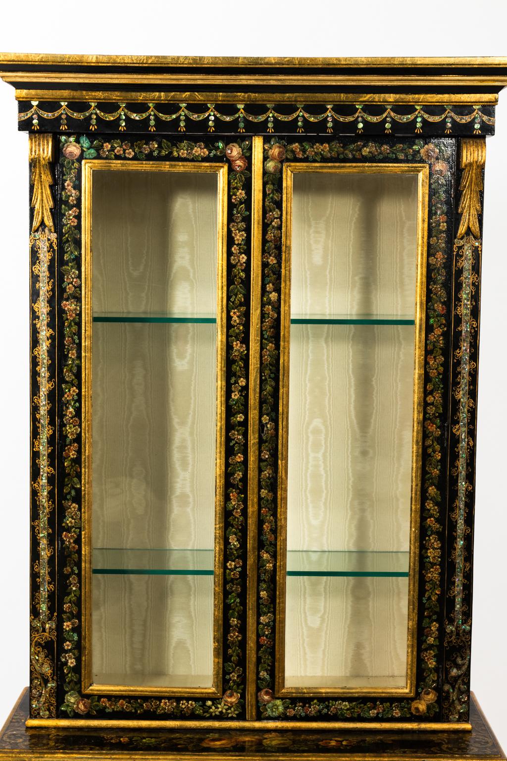 19th Century Napoleon III Mother of Pearl and Papier Mâché Cabinet For Sale 4