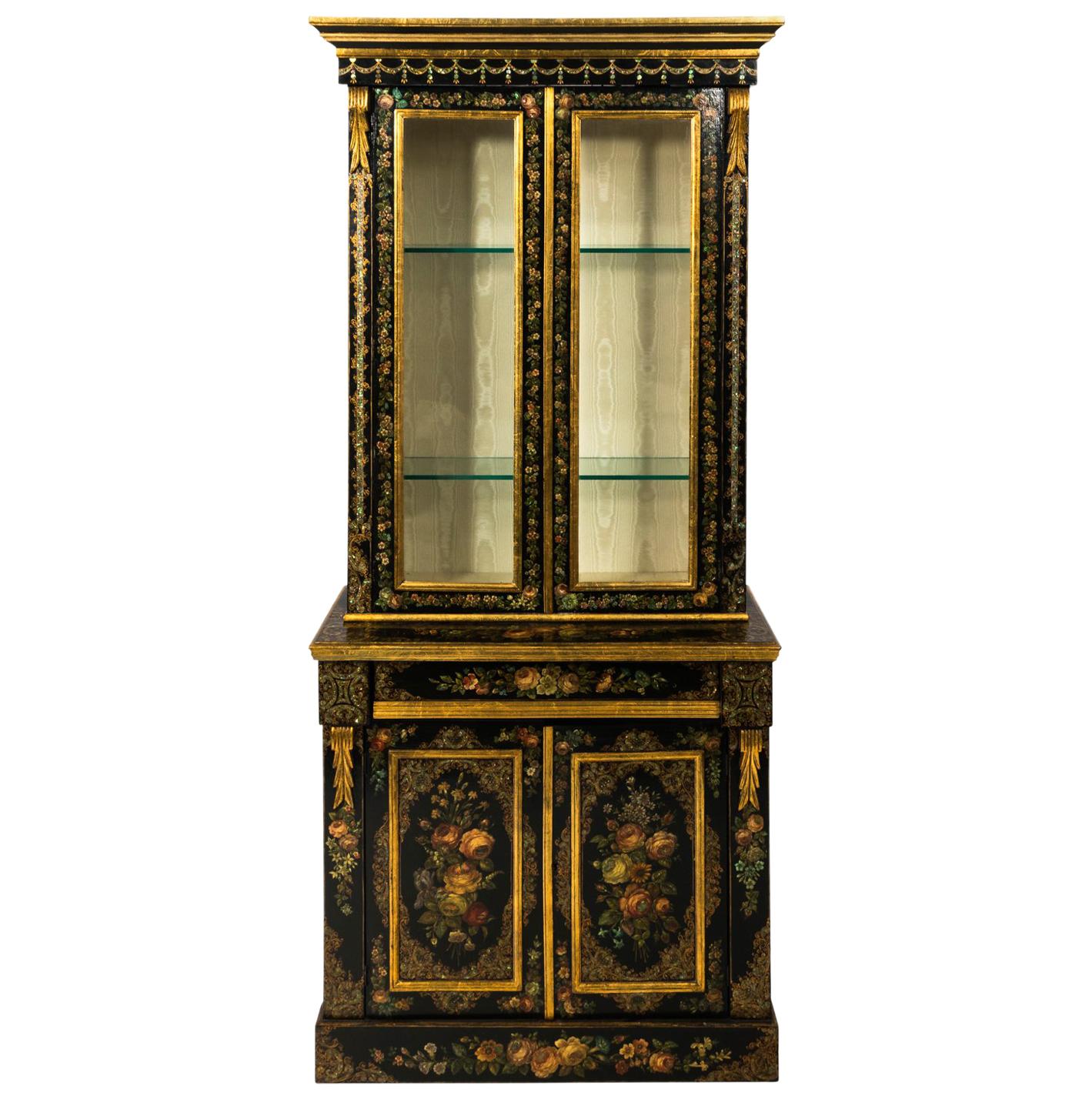 19th Century Napoleon III Mother of Pearl and Papier Mâché Cabinet For Sale