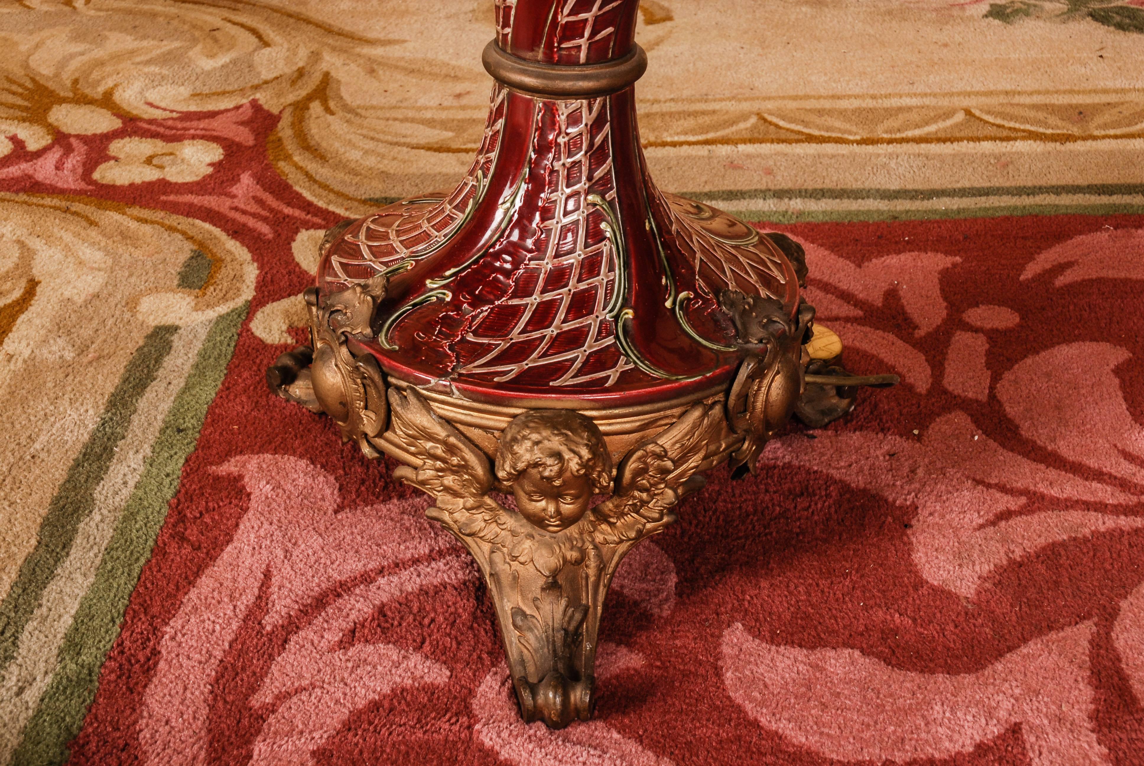 Ceramic 19th Century Napoleon III Museale Floor Lamp Petroleum Lamp For Sale