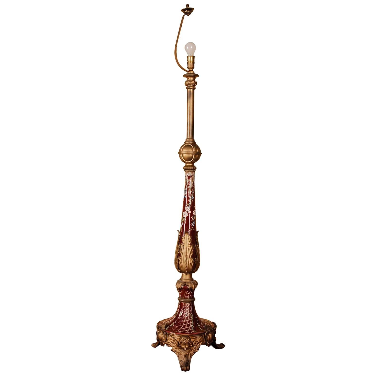19th Century Napoleon III Museale Floor Lamp Petroleum Lamp For Sale