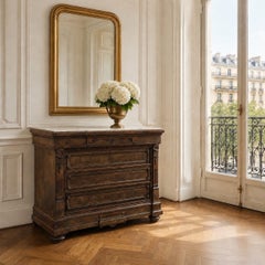 19th Century Napoleon III Neoclassical Rosewood Commode with Carrara Marble
