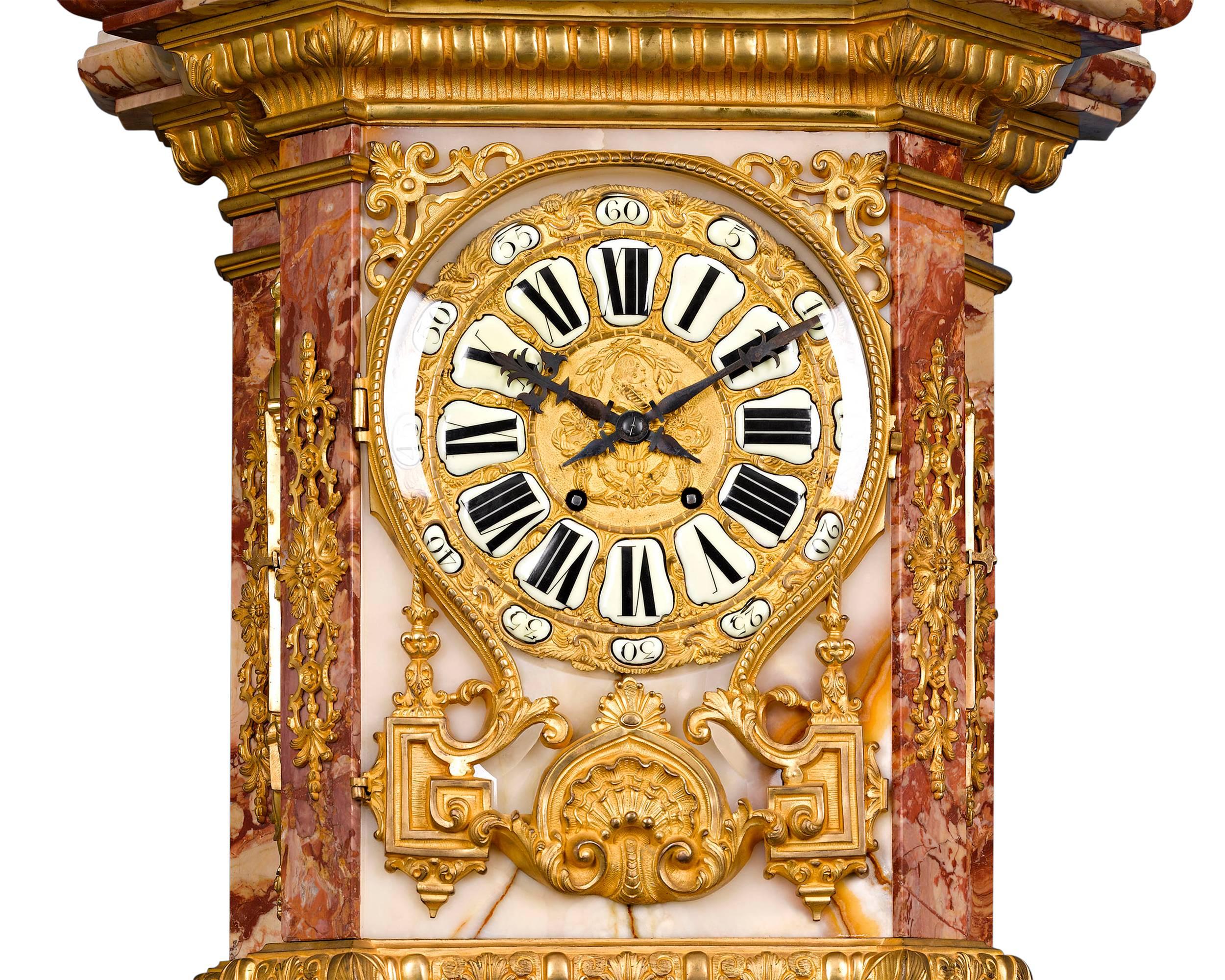 French 19th Century Napoleon III Onyx and Marble Longcase Clock