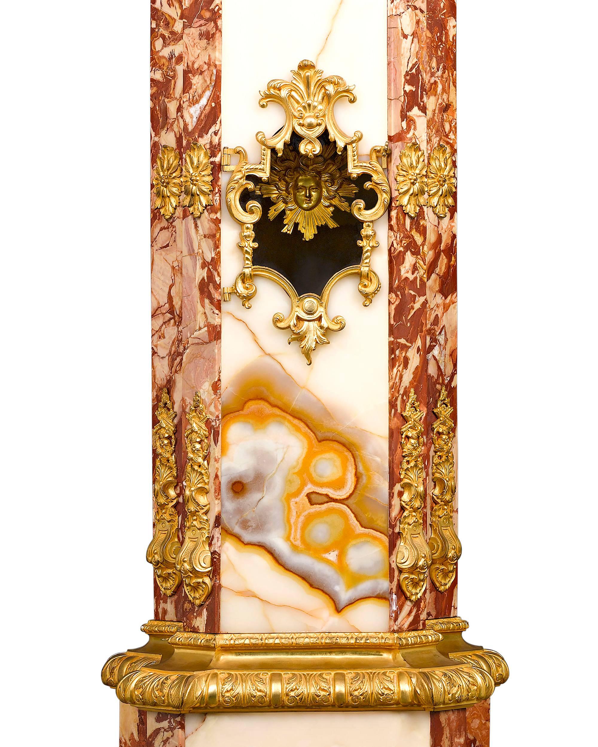 19th Century Napoleon III Onyx and Marble Longcase Clock In Excellent Condition In New Orleans, LA