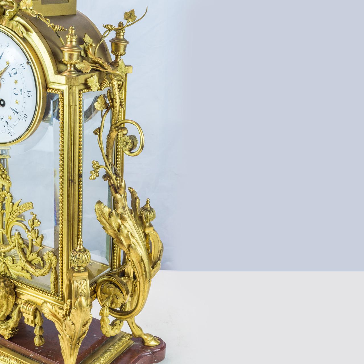 19th Century Napoleon III Ormolu Clock Set Attributed to Ferdinand Barbedienne 1