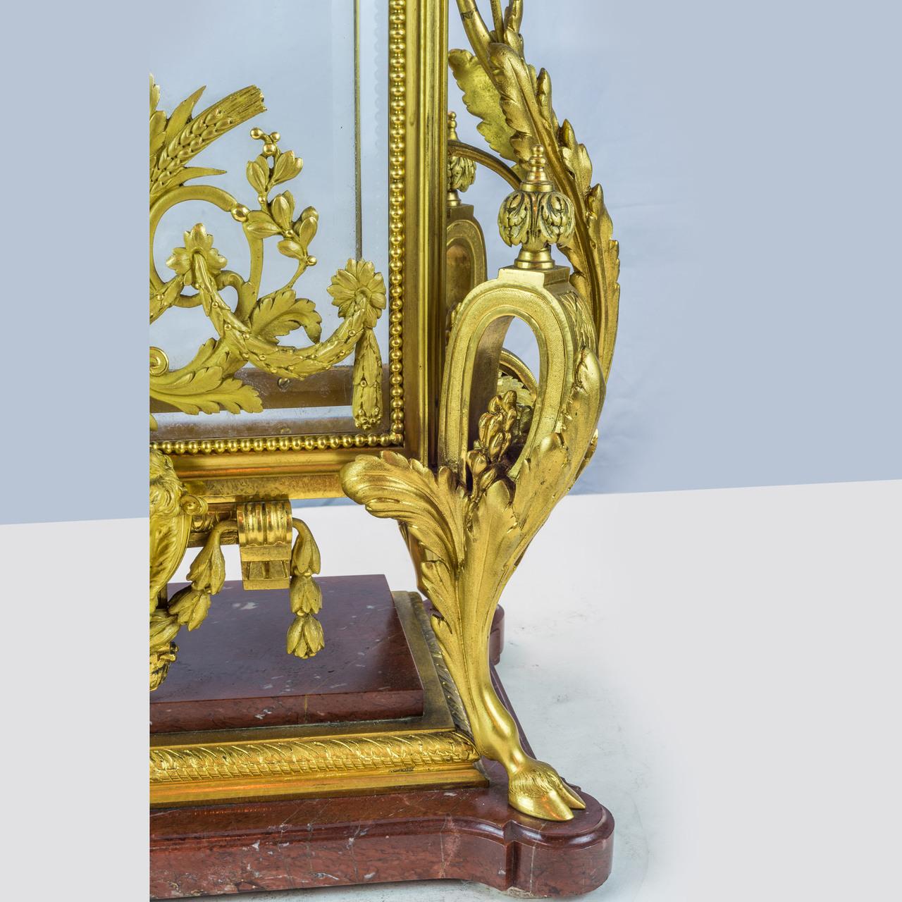 19th Century Napoleon III Ormolu Clock Set Attributed to Ferdinand Barbedienne 2