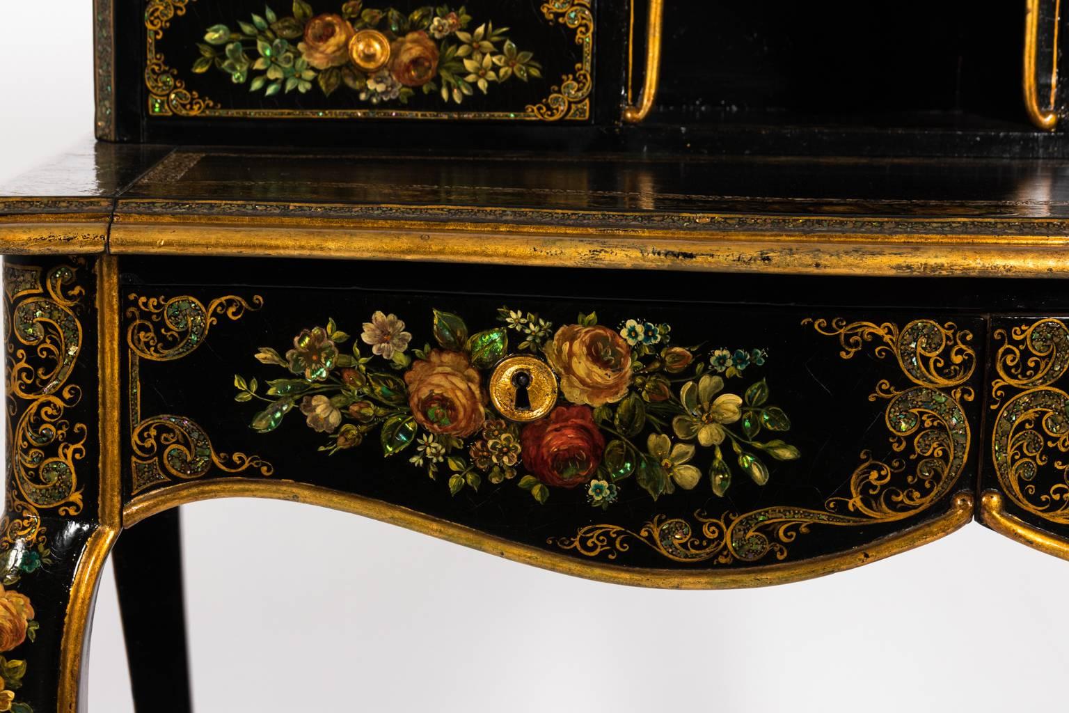 19th Century Napoleon III Papier Mâché Desk For Sale 11