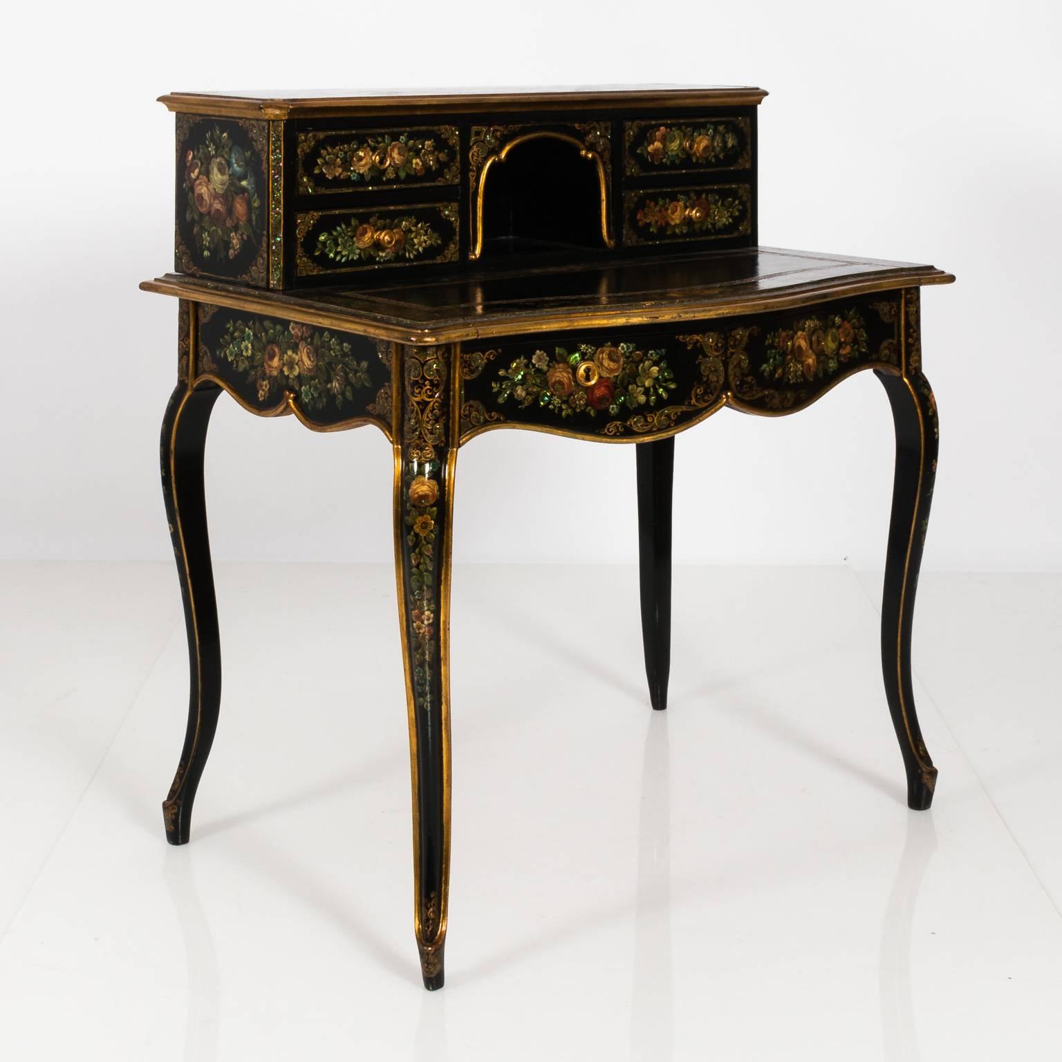 19th Century Napoleon III Papier Mâché Desk In Good Condition For Sale In Stamford, CT