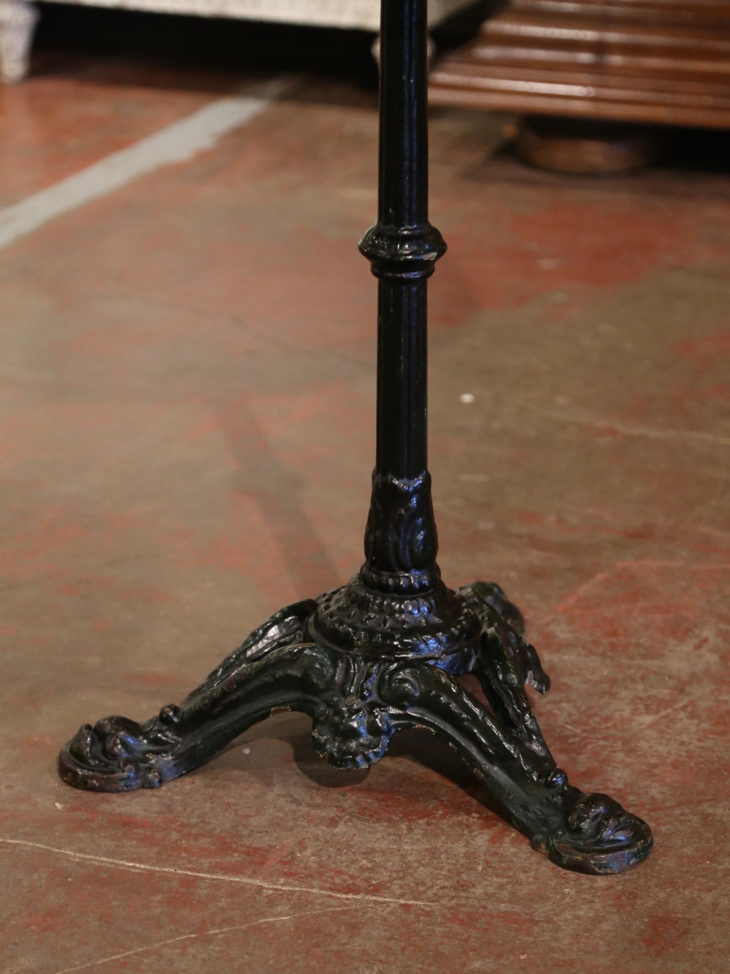 Hand-Crafted 19th Century Napoleon III Parisian Iron and Brass Bistrot Table with Marble Top