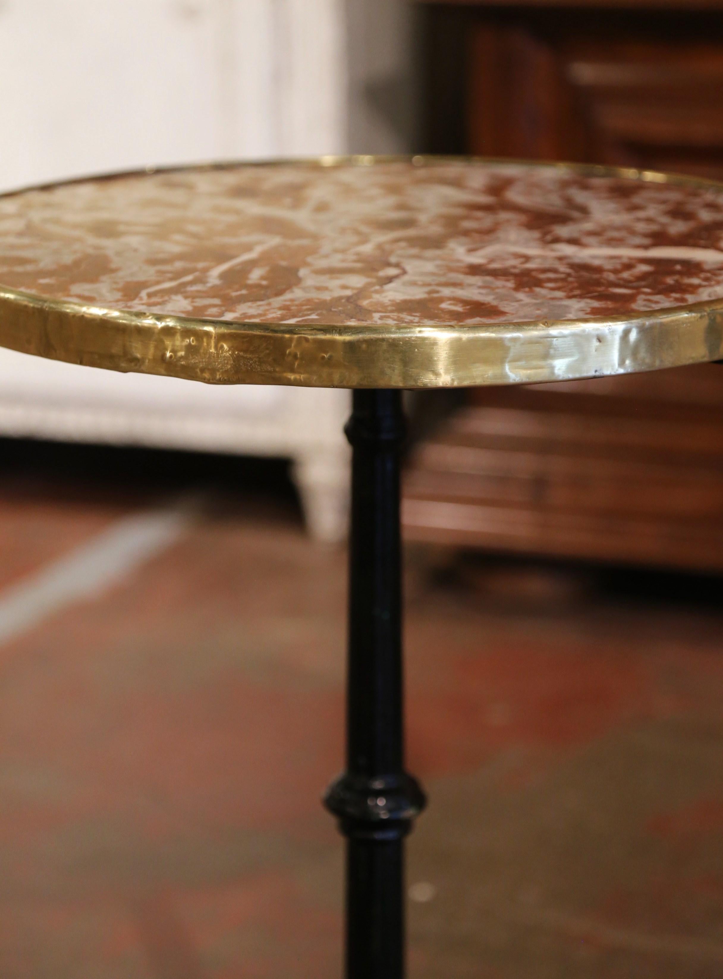 19th Century Napoleon III Parisian Iron and Brass Bistrot Table with Marble Top 1