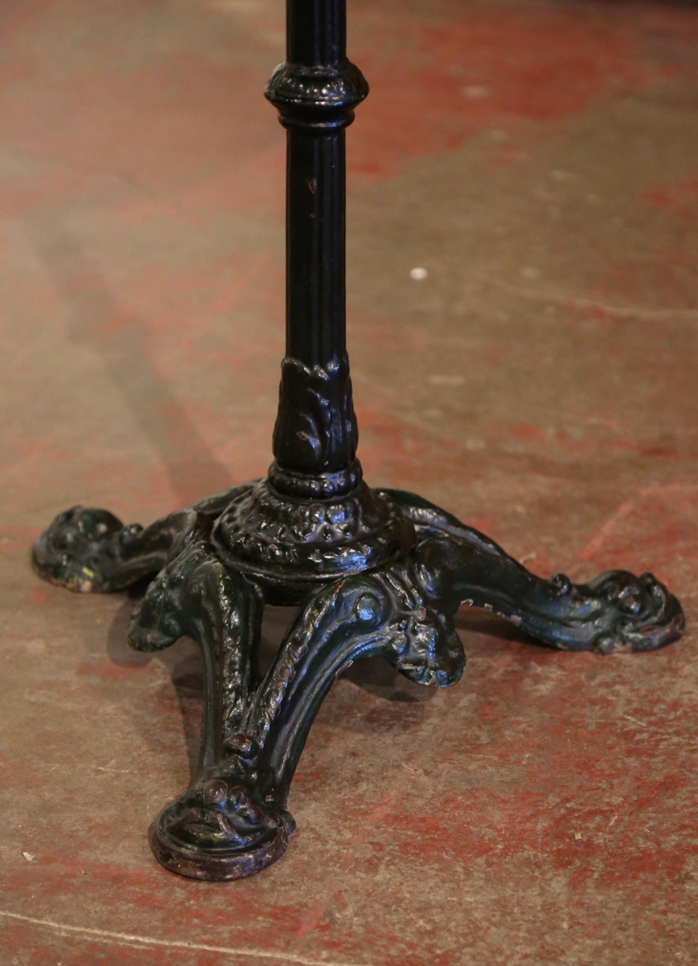 19th Century Napoleon III Parisian Iron and Brass Bistrot Table with Marble Top 2