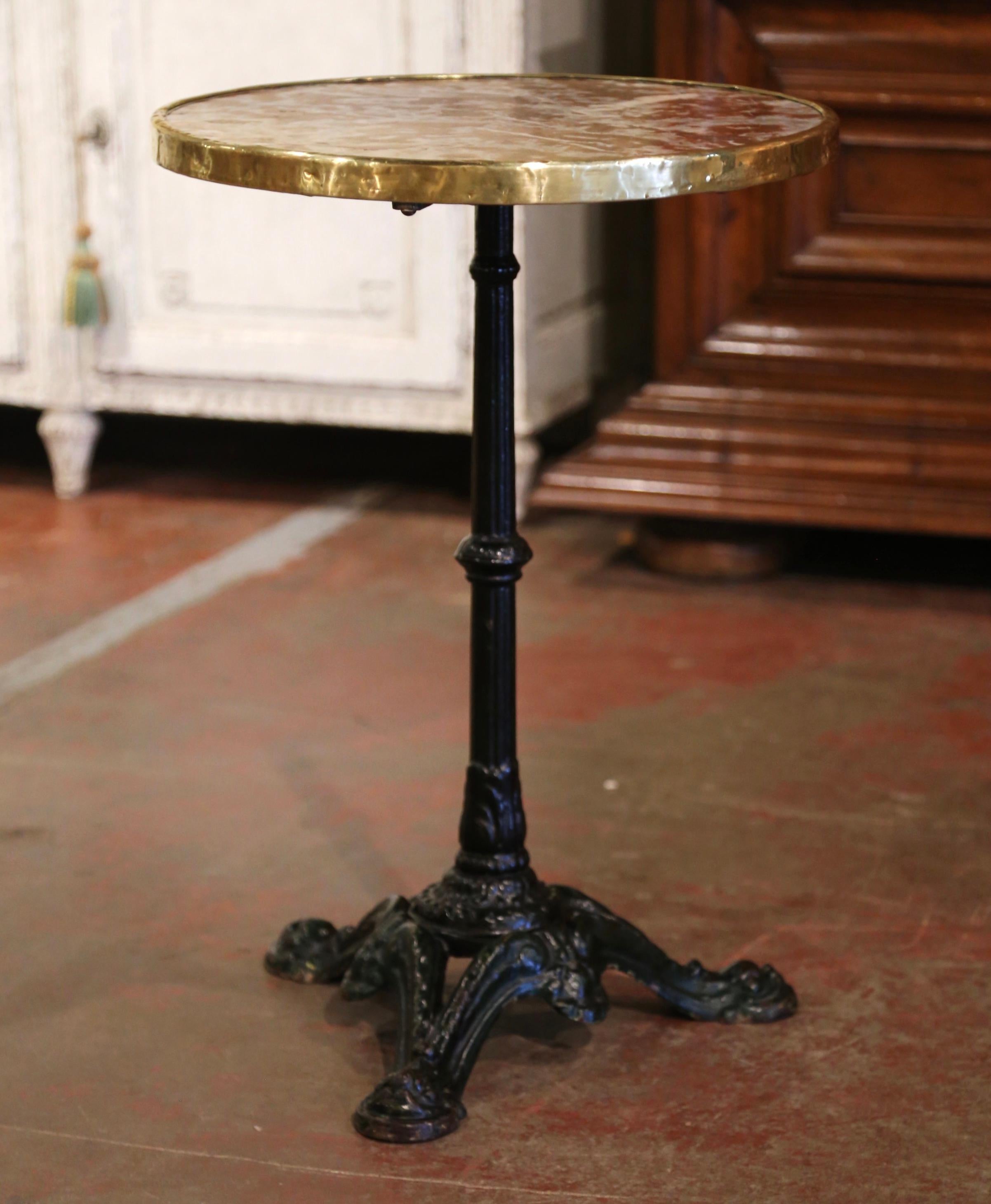 19th Century Napoleon III Parisian Iron and Brass Bistrot Table with Marble Top 3