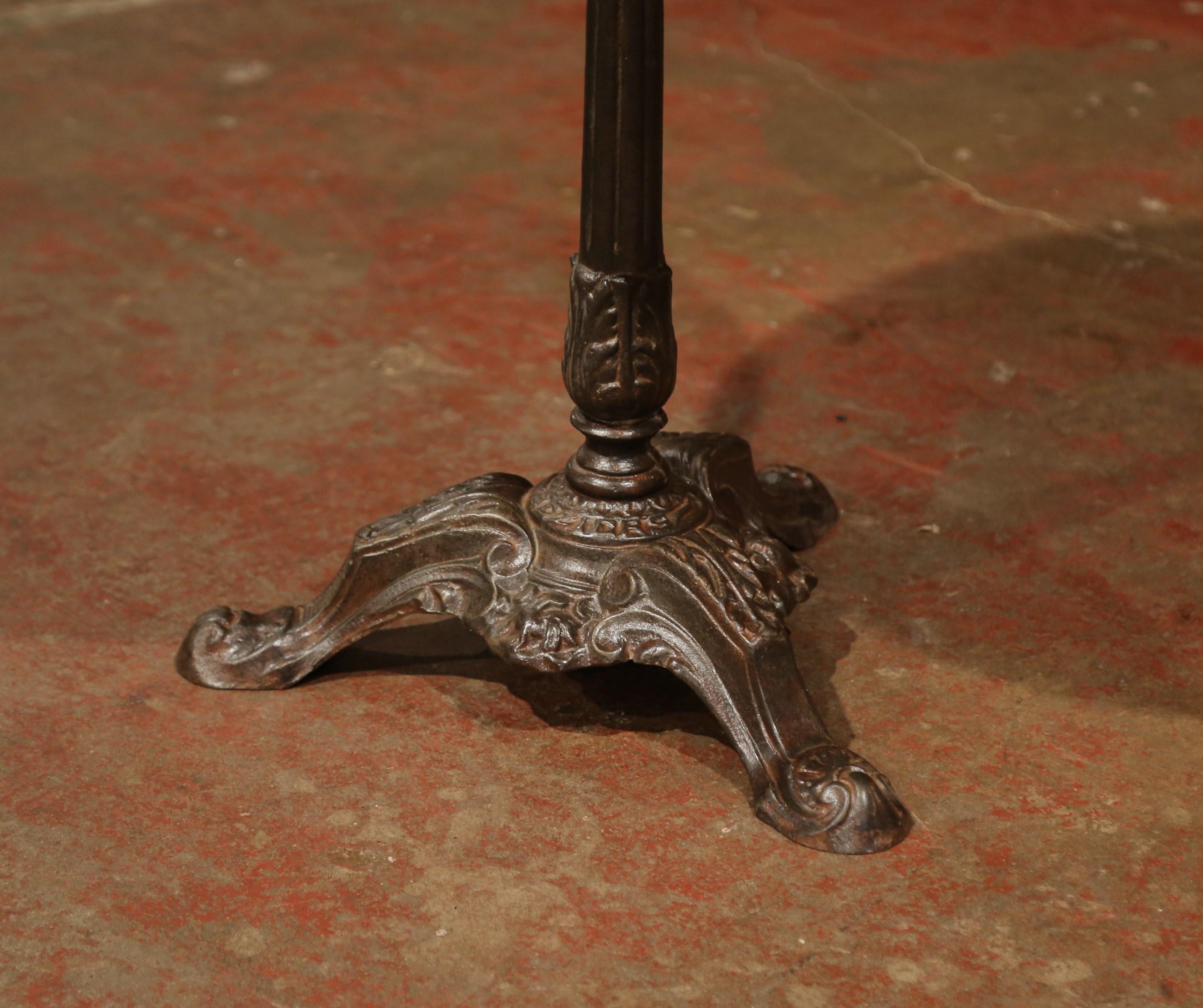 Hand-Crafted 19th Century Napoleon III Parisian Iron Marble and Brass Bistrot Gueridon Table 