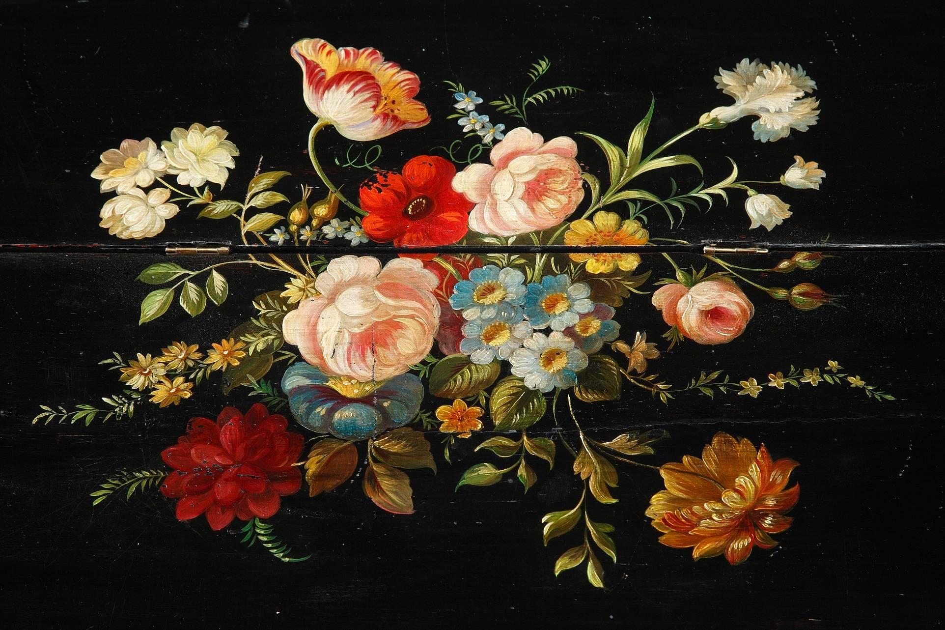 19th Century Napoleon III Pedal Harmonium with Floral Decoration 4